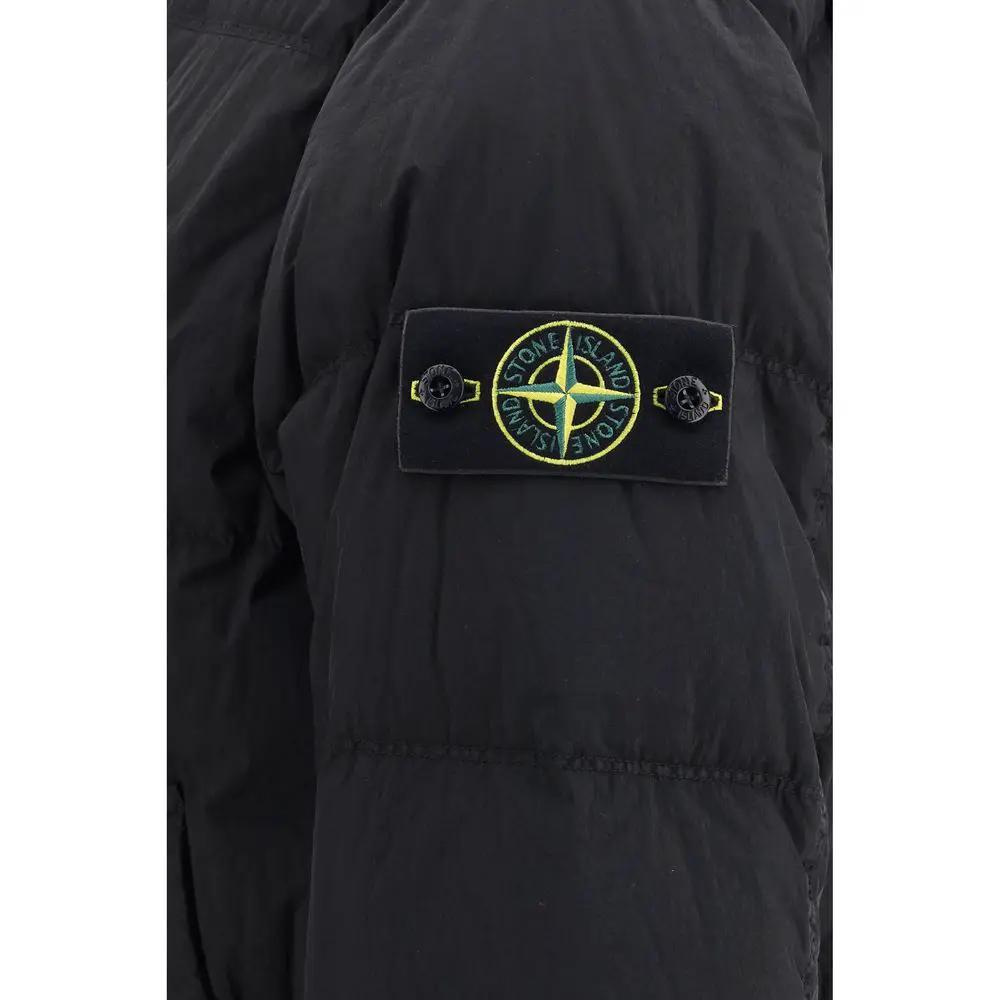 Stone Island Black Goose Down Full-Length Jacket