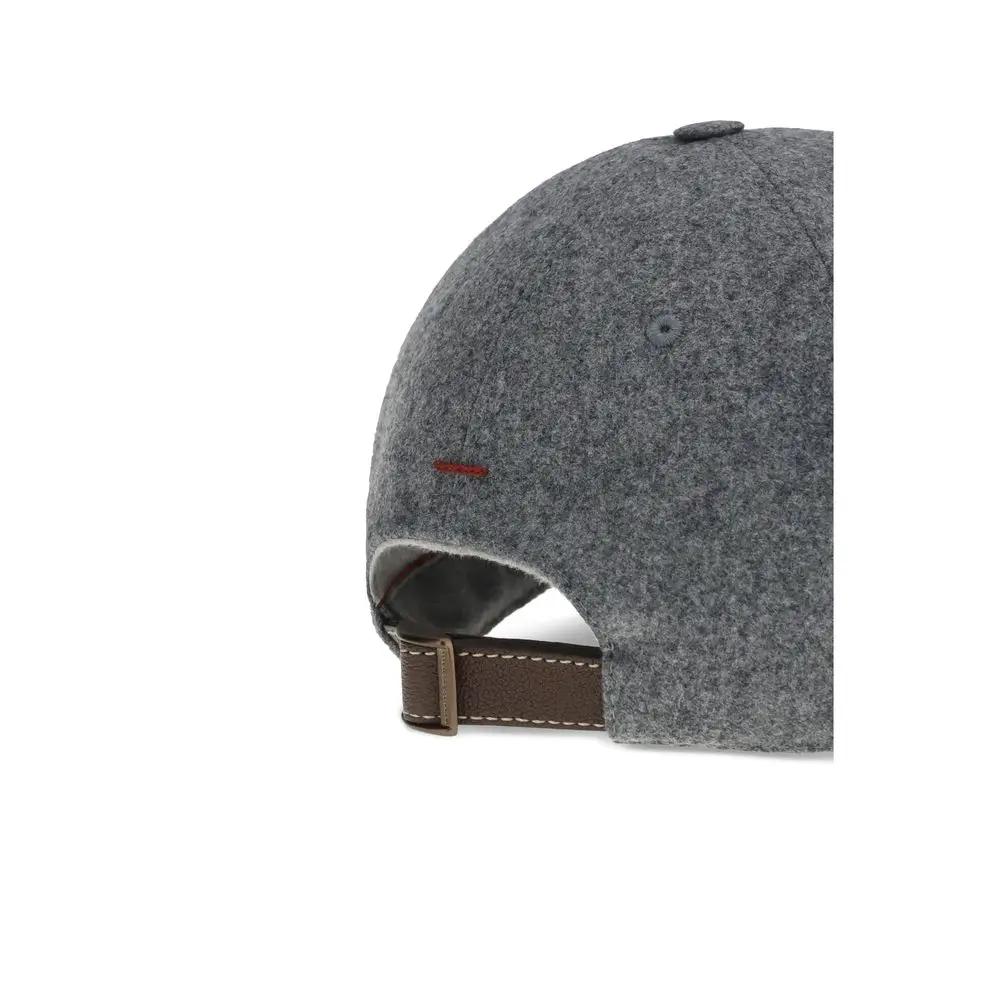 Brunello Cucinelli Gray Wool Oves Aries Cap (Baseball Hat)