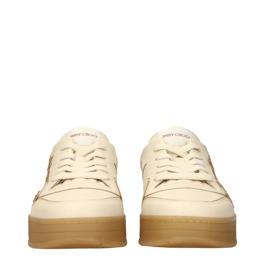 Jimmy Choo Beige Leather Low Top Sneakers