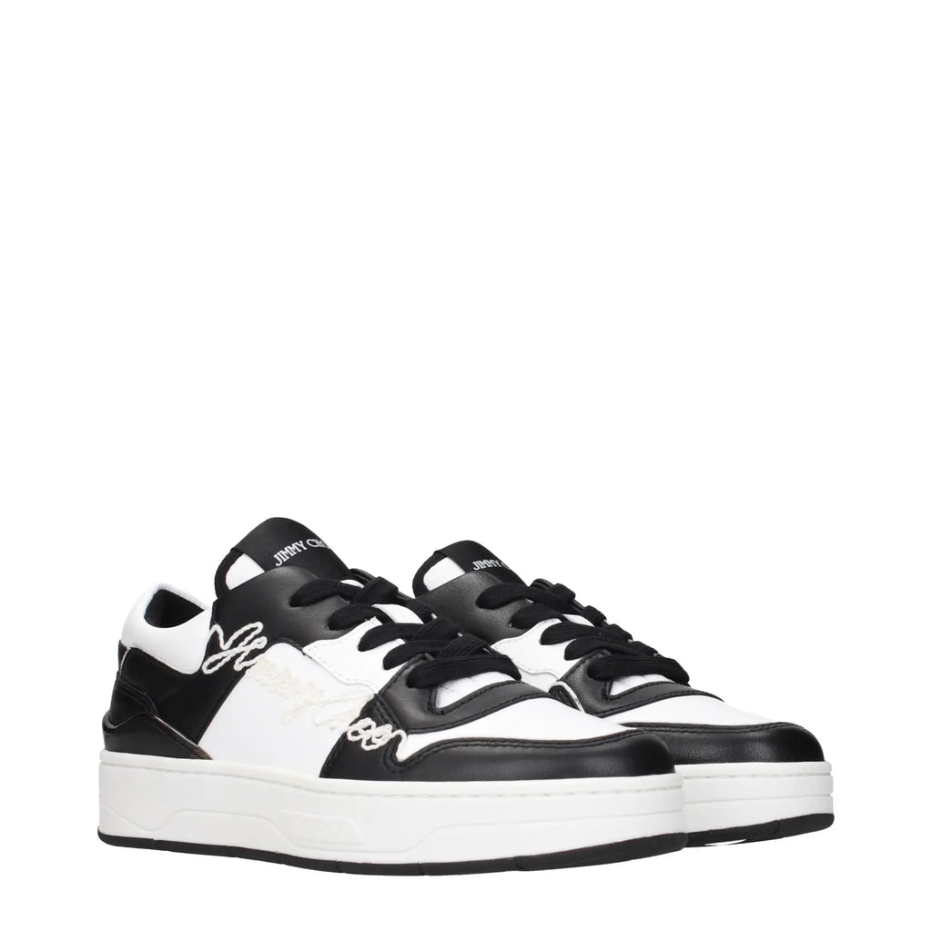 Jimmy Choo Black Leather Low Top Sneakers