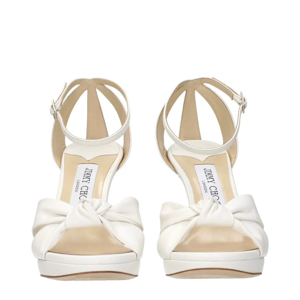 Jimmy Choo White Leather Platform Sandals