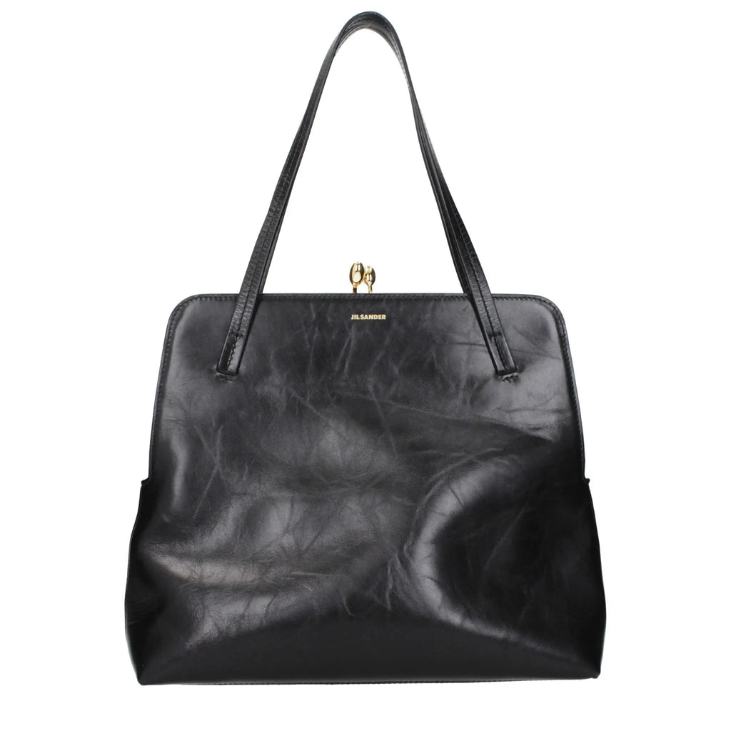 Sac bandoulière en cuir noir Jil Sander