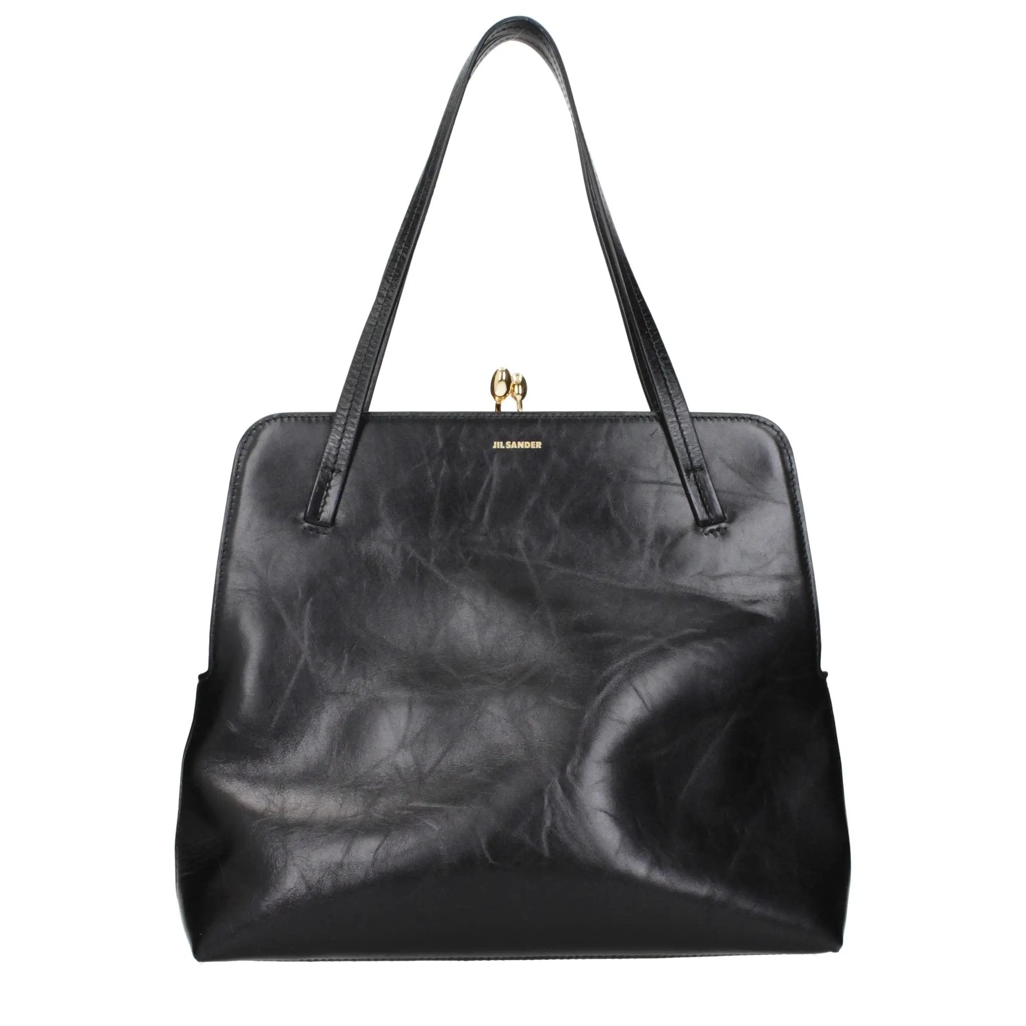 Sac bandoulière en cuir noir Jil Sander