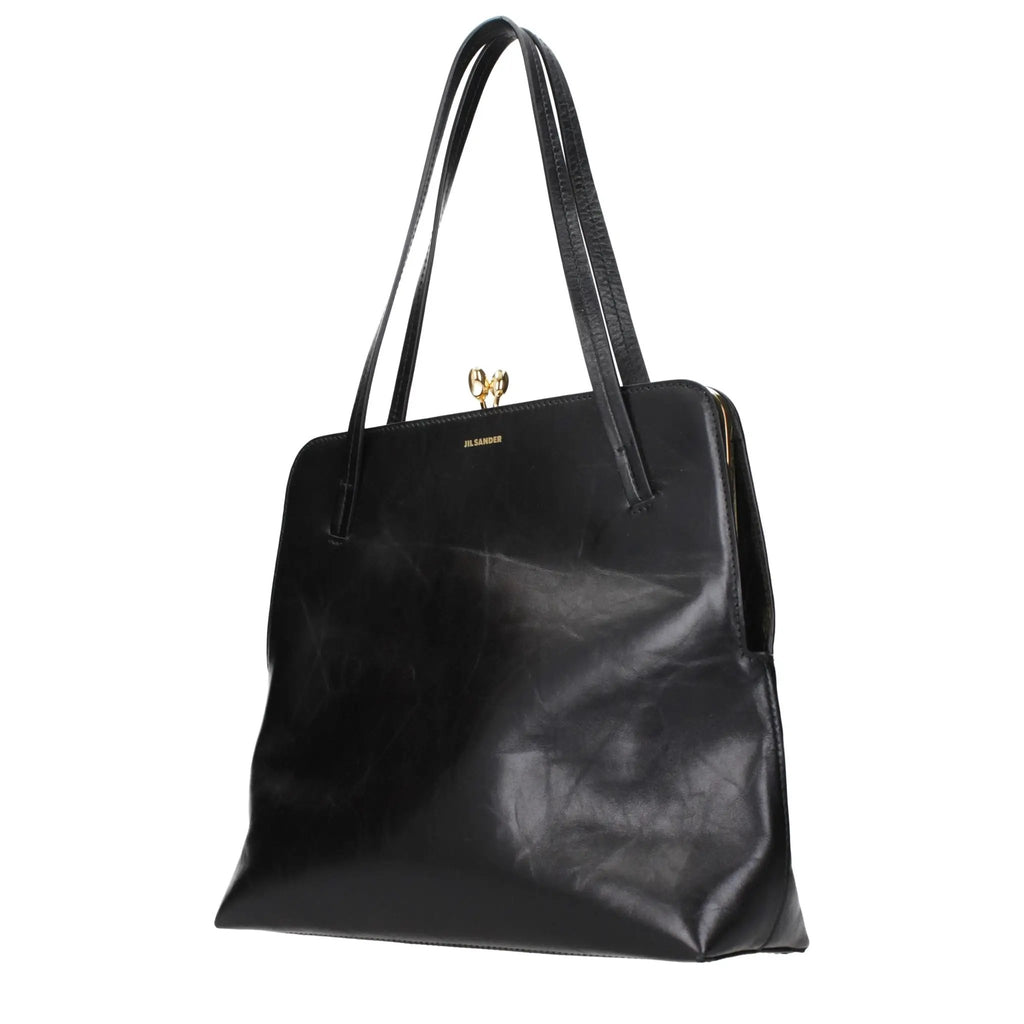 Sac bandoulière en cuir noir Jil Sander