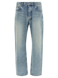 Saint Laurent Blue Cotton Straight-Leg Jeans