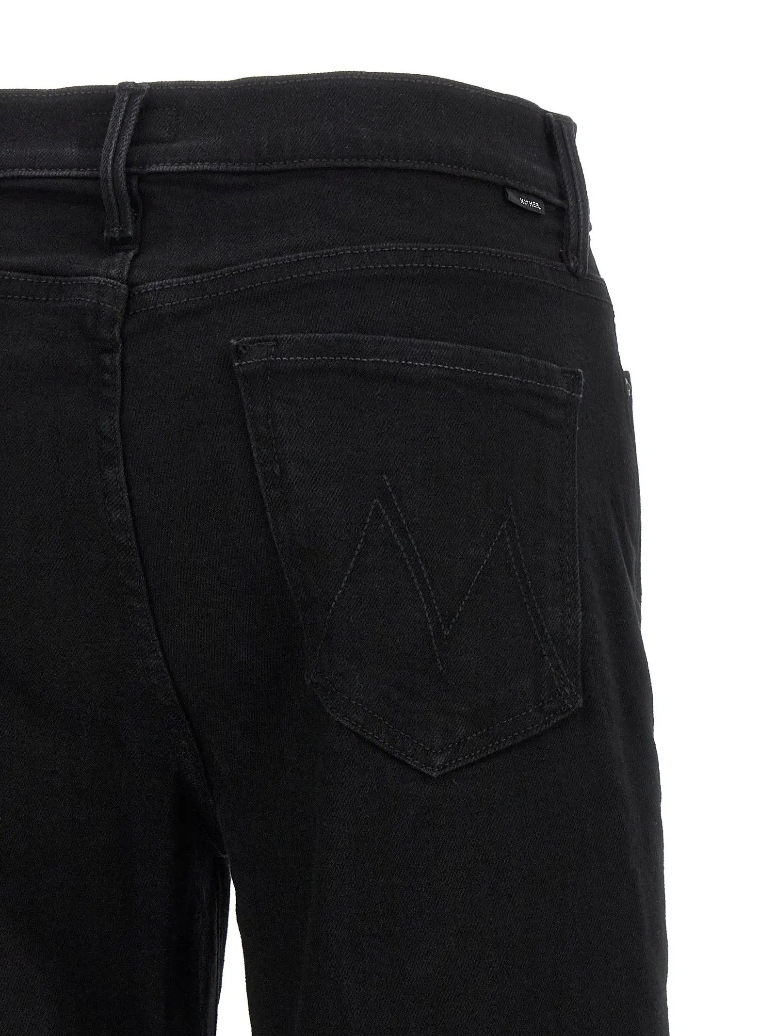 Mother Denim Black Cotton Flared Jeans