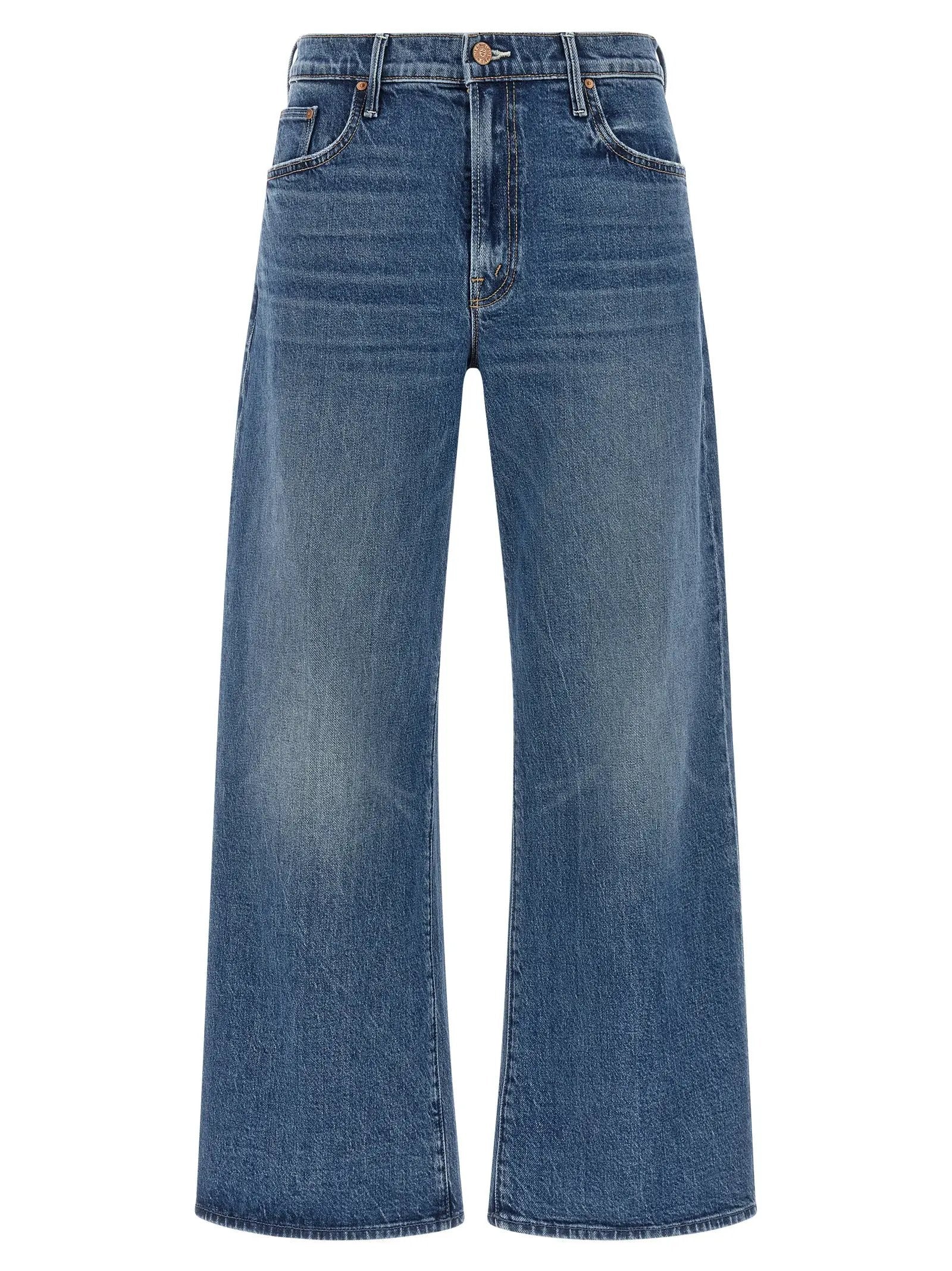 Mother Denim Blue Cotton Cropped Jeans