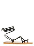 K.JACQUES SAINT TROPEZ Black Cowhide Flat Sandals