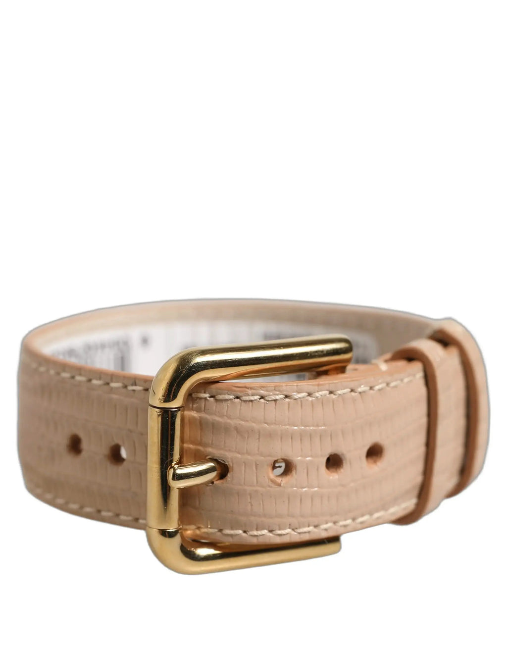 Dolce & Gabbana Beige Textured Leather Gold Buckle Belt Strap Bracelet