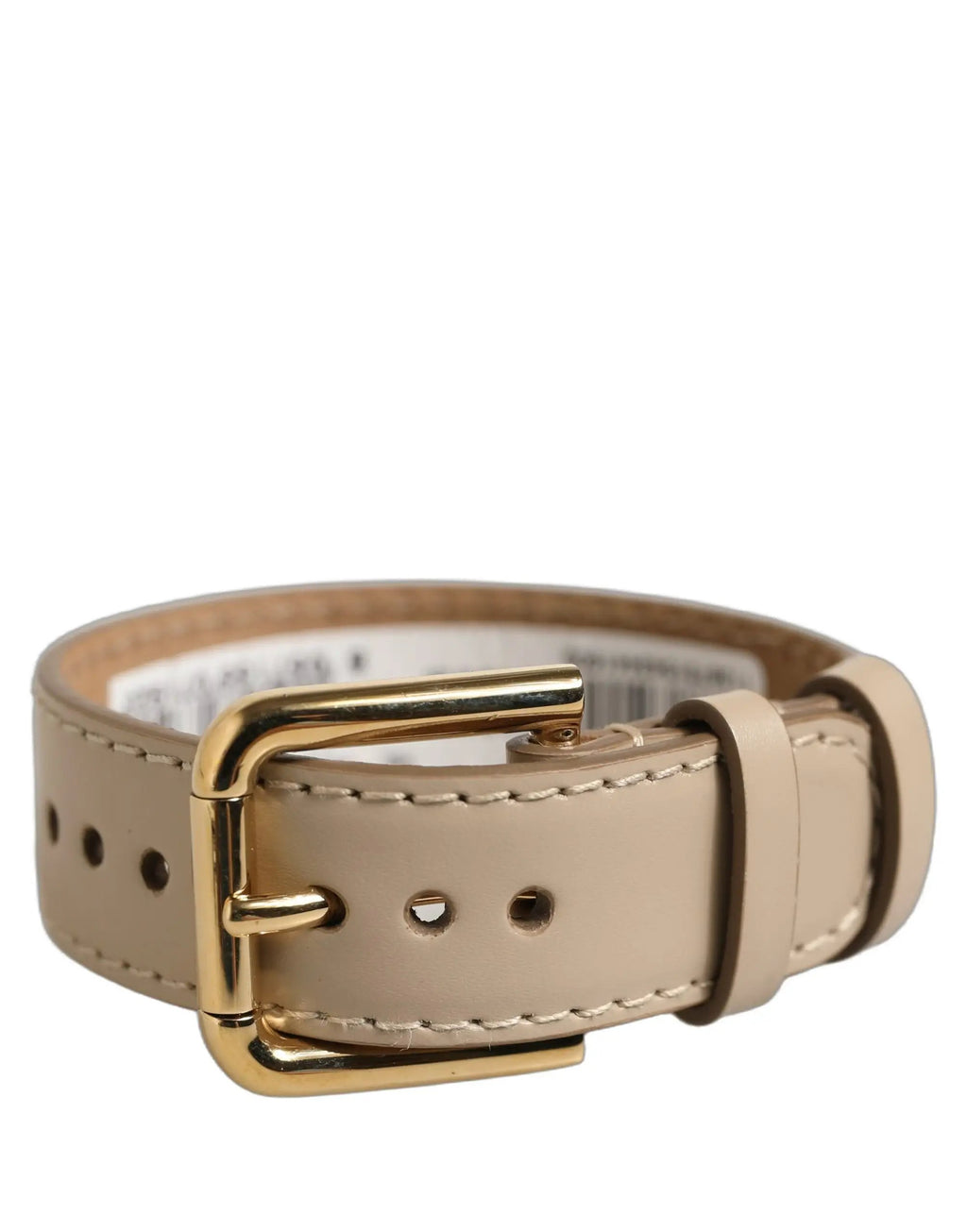 Bracelet en cuir de veau beige Dolce & Gabbana avec boucle dorée