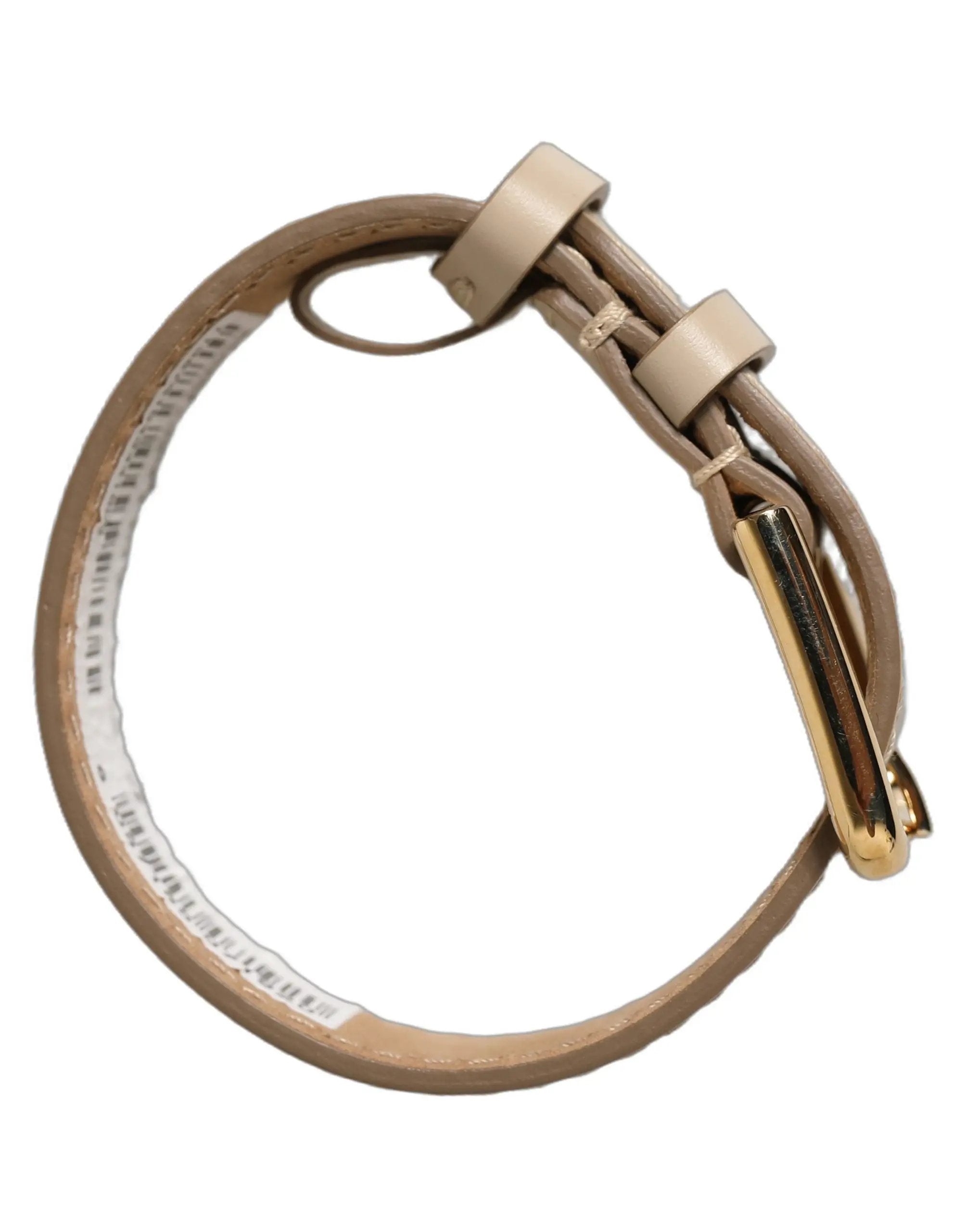 Bracelet en cuir de veau beige Dolce & Gabbana avec boucle dorée