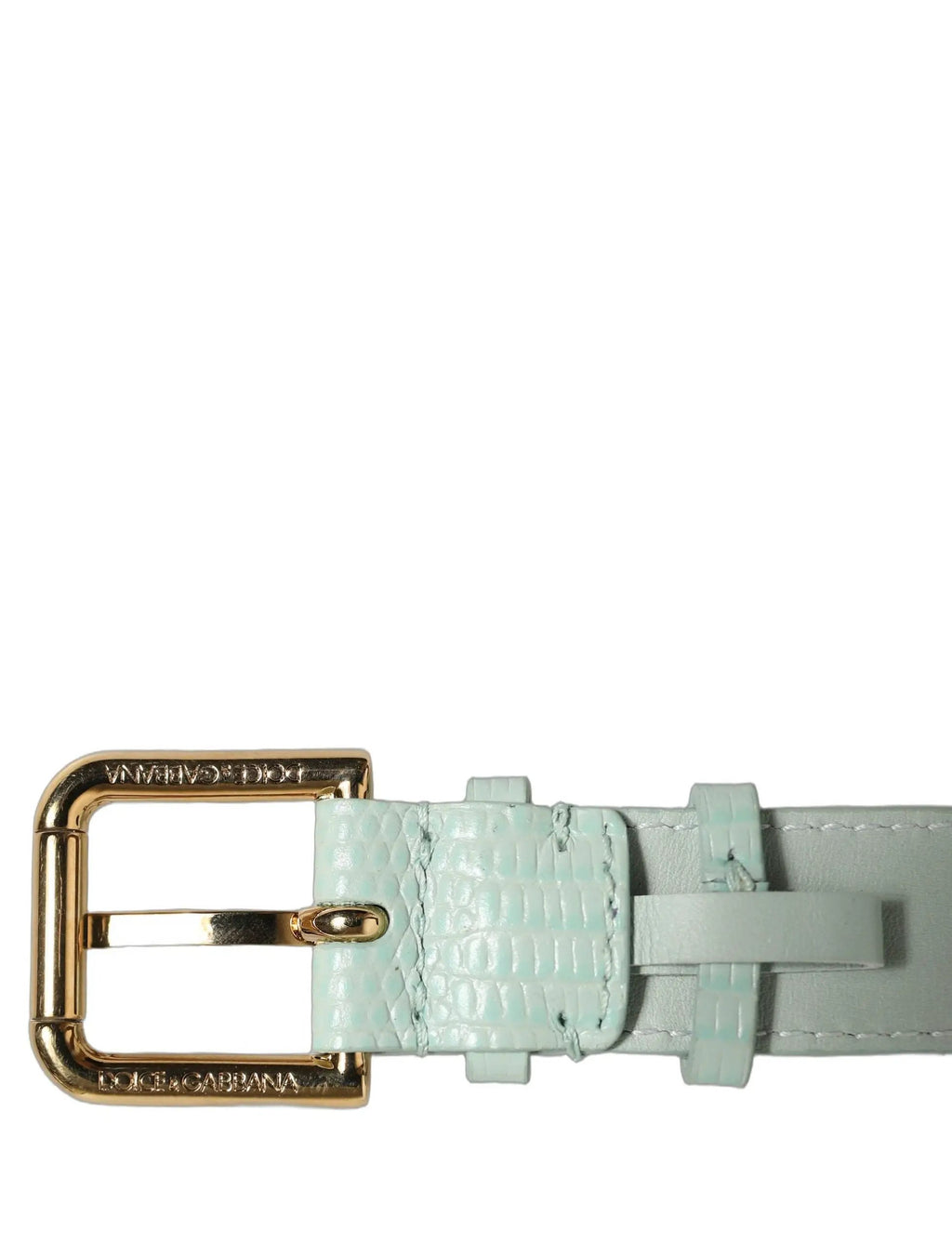 Bracelet de ceinture Dolce & Gabbana en cuir texturé vert et boucle dorée