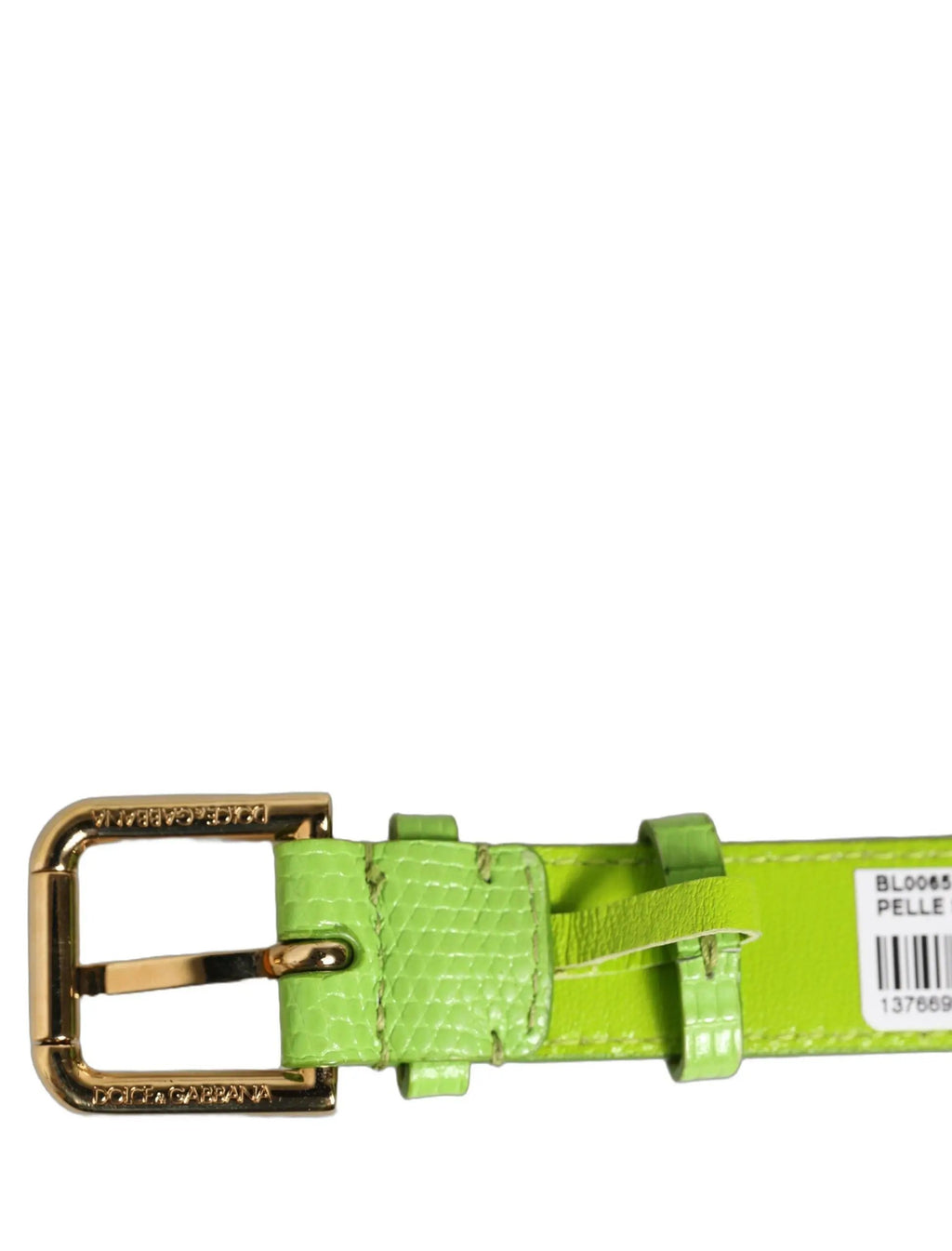 Bracelet Dolce & Gabbana en Cuir Texturé Vert avec Boucle Dorée