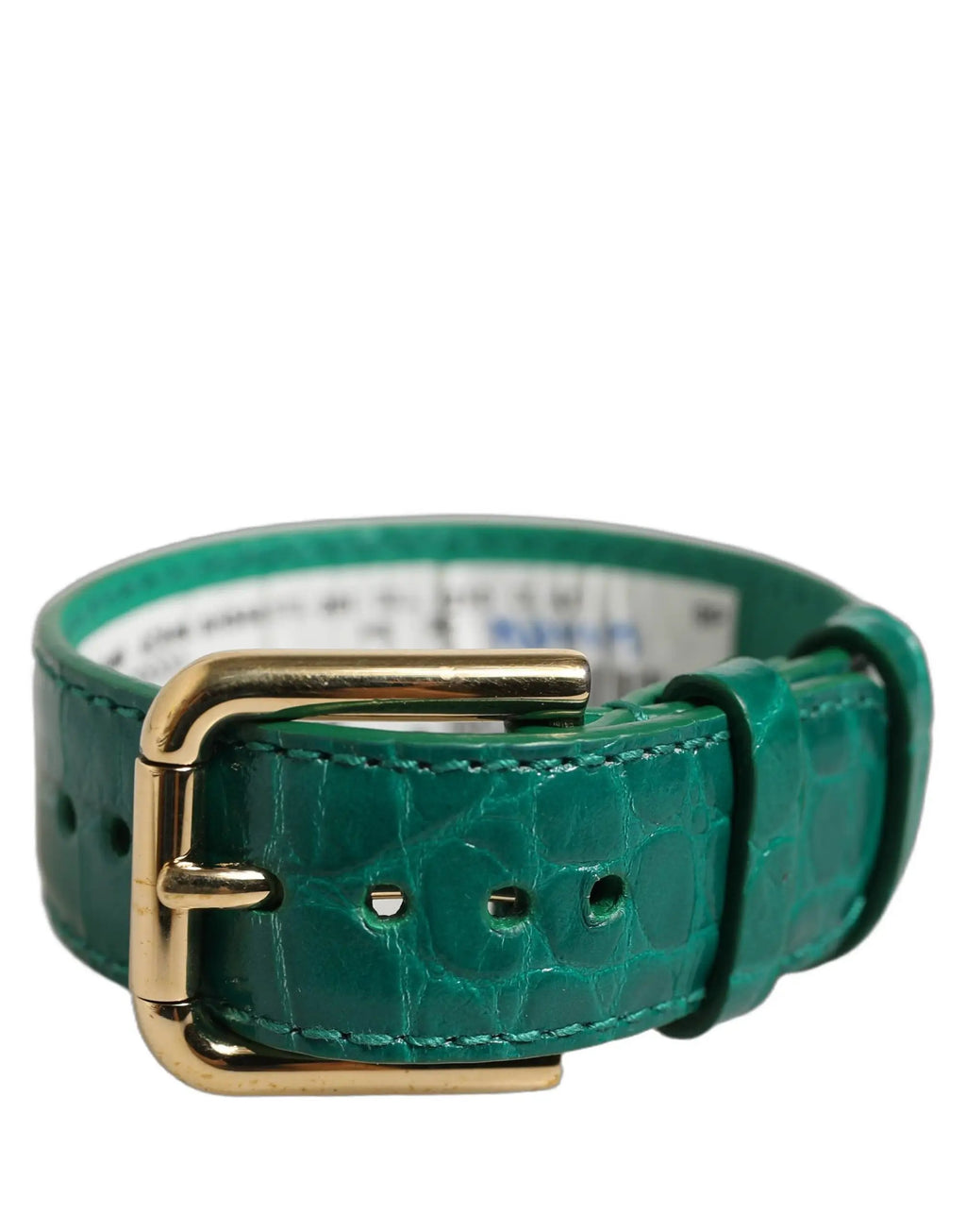 Bracelet de ceinture Dolce & Gabbana en cuir gaufré vert, boucle dorée