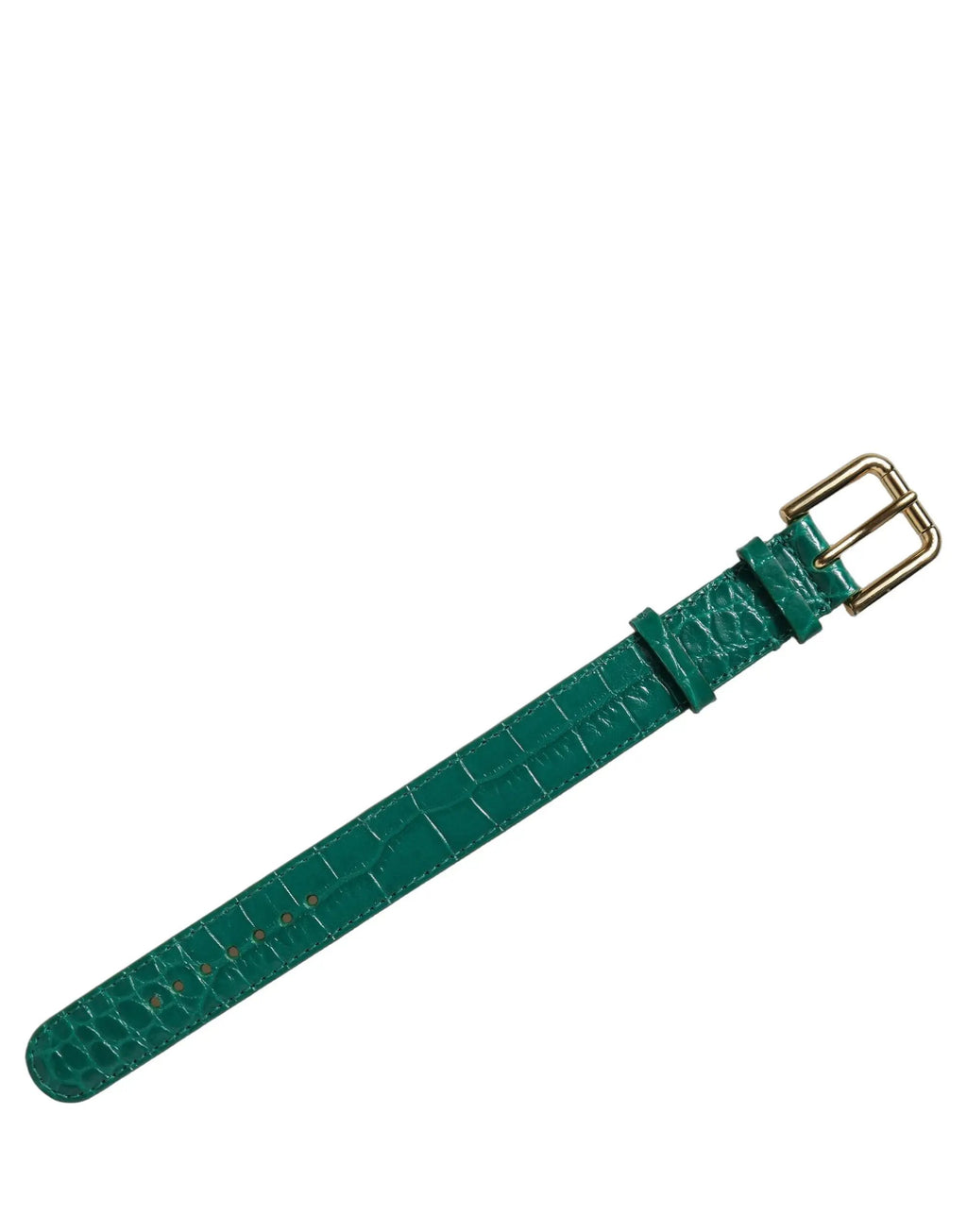 Bracelet de ceinture Dolce & Gabbana en cuir gaufré vert, boucle dorée