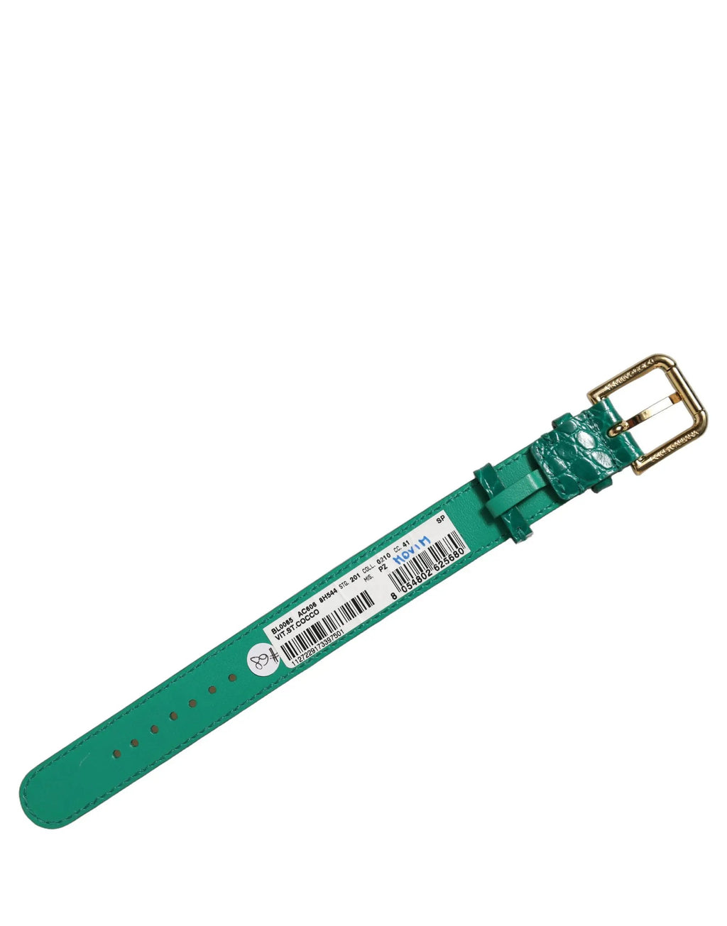 Bracelet de ceinture Dolce & Gabbana en cuir gaufré vert, boucle dorée