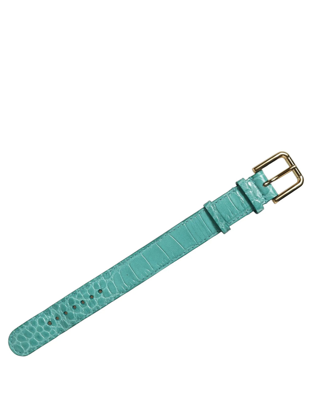 Bracelet en cuir embossé bleu Dolce & Gabbana avec boucle ardillon dorée