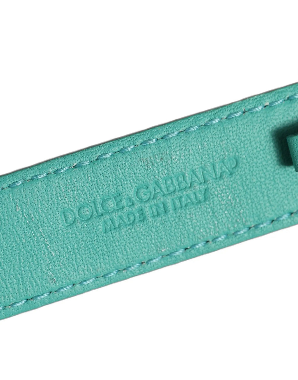 Bracelet en cuir embossé bleu Dolce & Gabbana avec boucle ardillon dorée