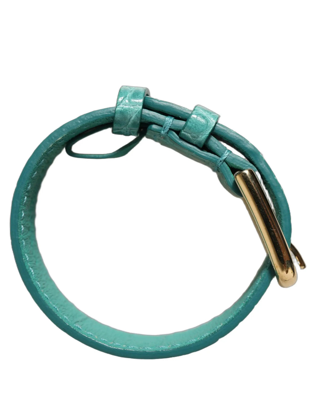 Bracelet en cuir embossé bleu Dolce & Gabbana avec boucle ardillon dorée