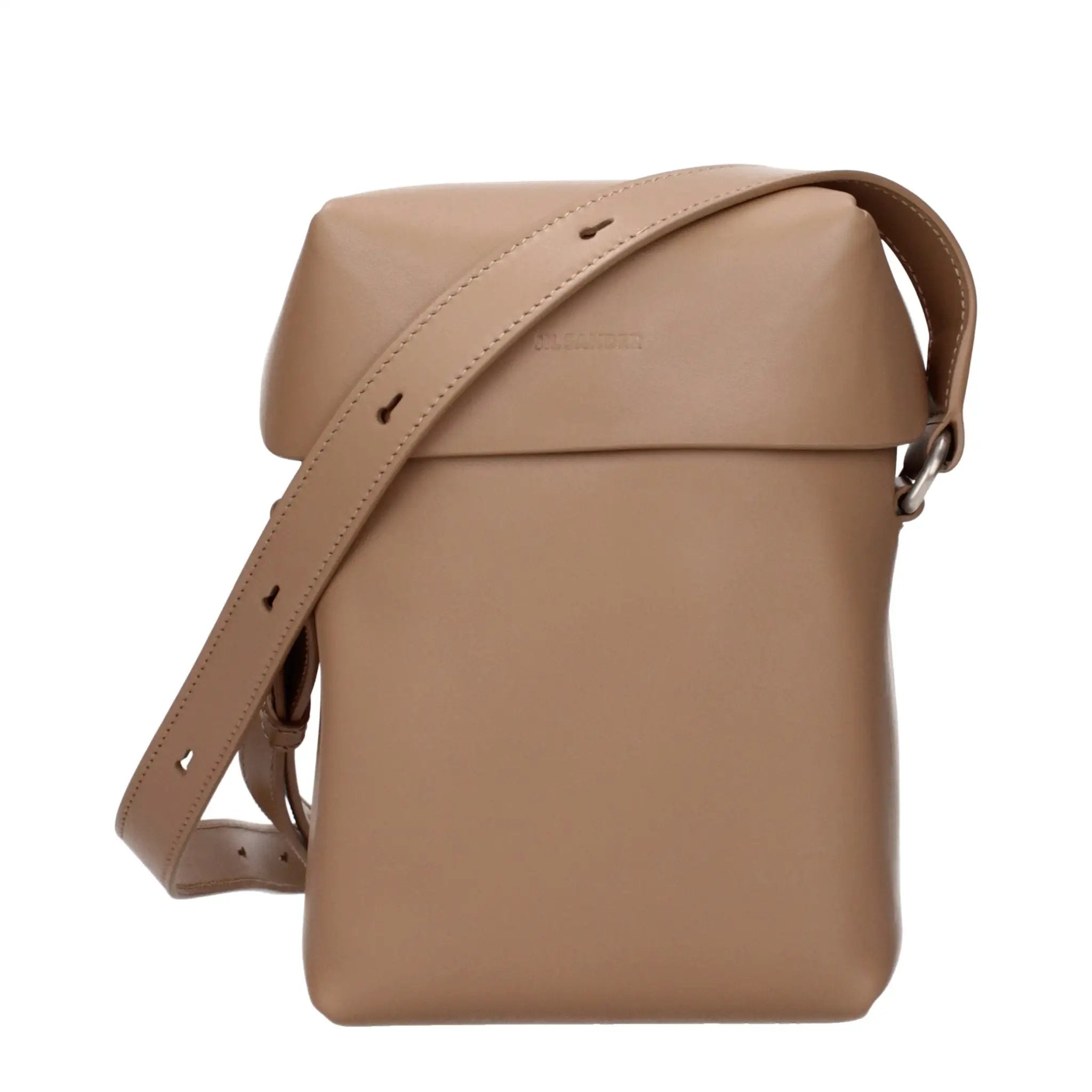 Jil Sander Brown Leather Crossbody Bag