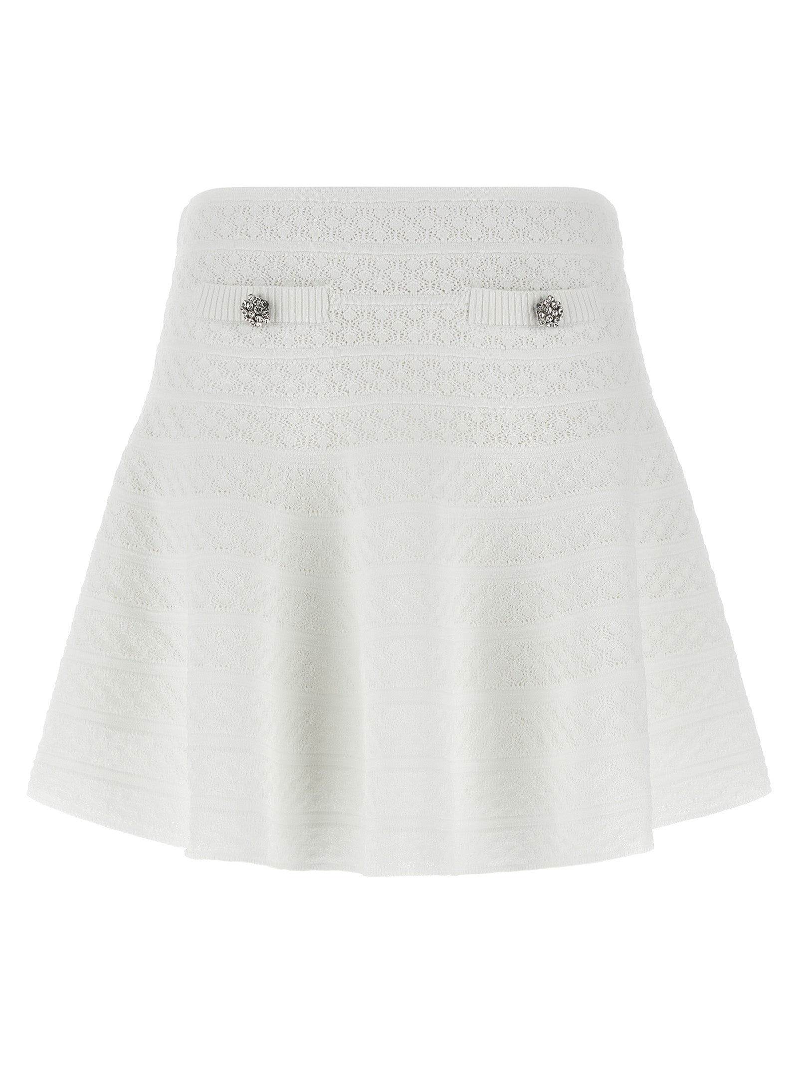 Self-Portrait White Viscose Long Skirt
