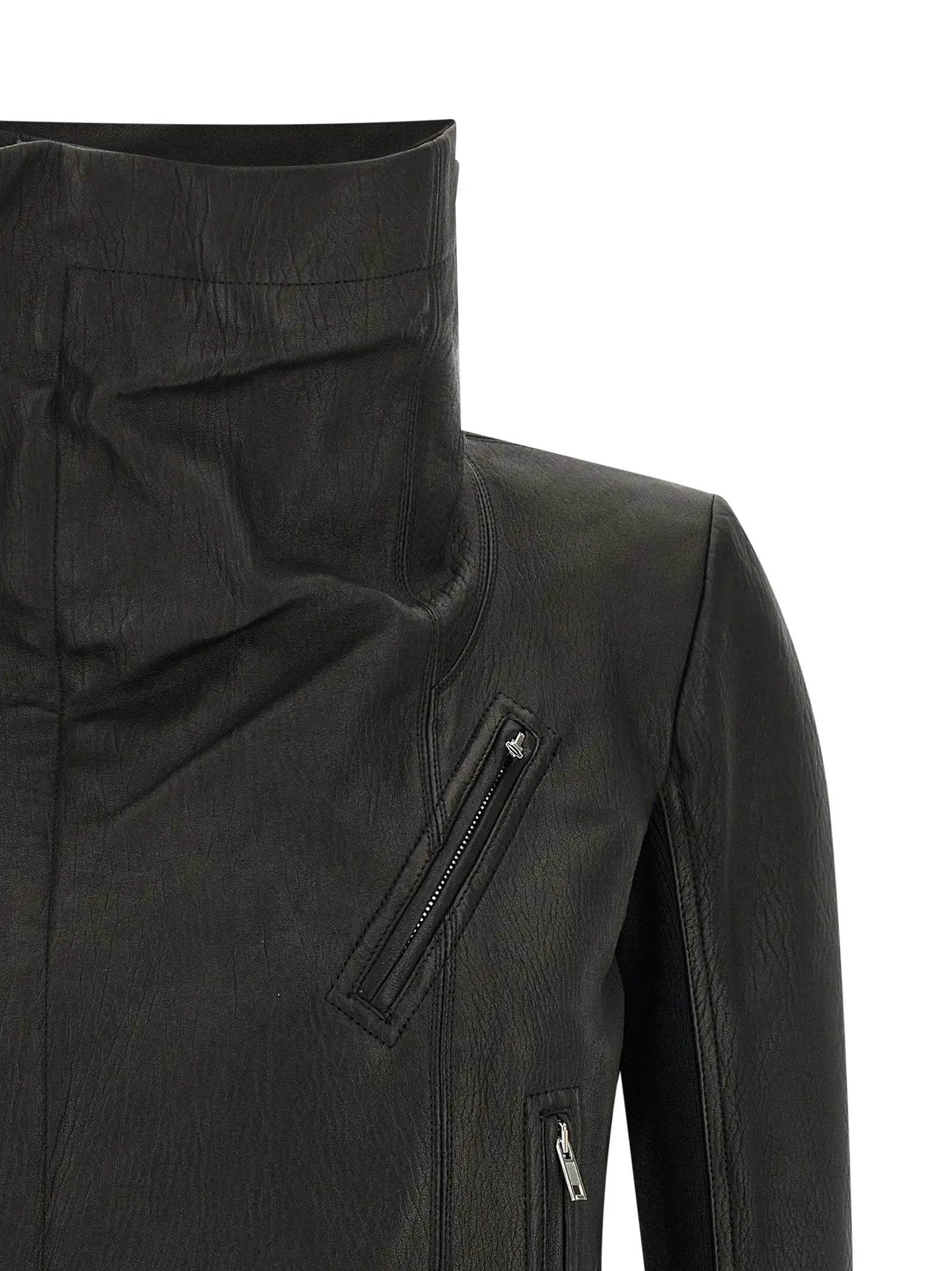 Rick Owens Black Lamb Leather Leather Jacket
