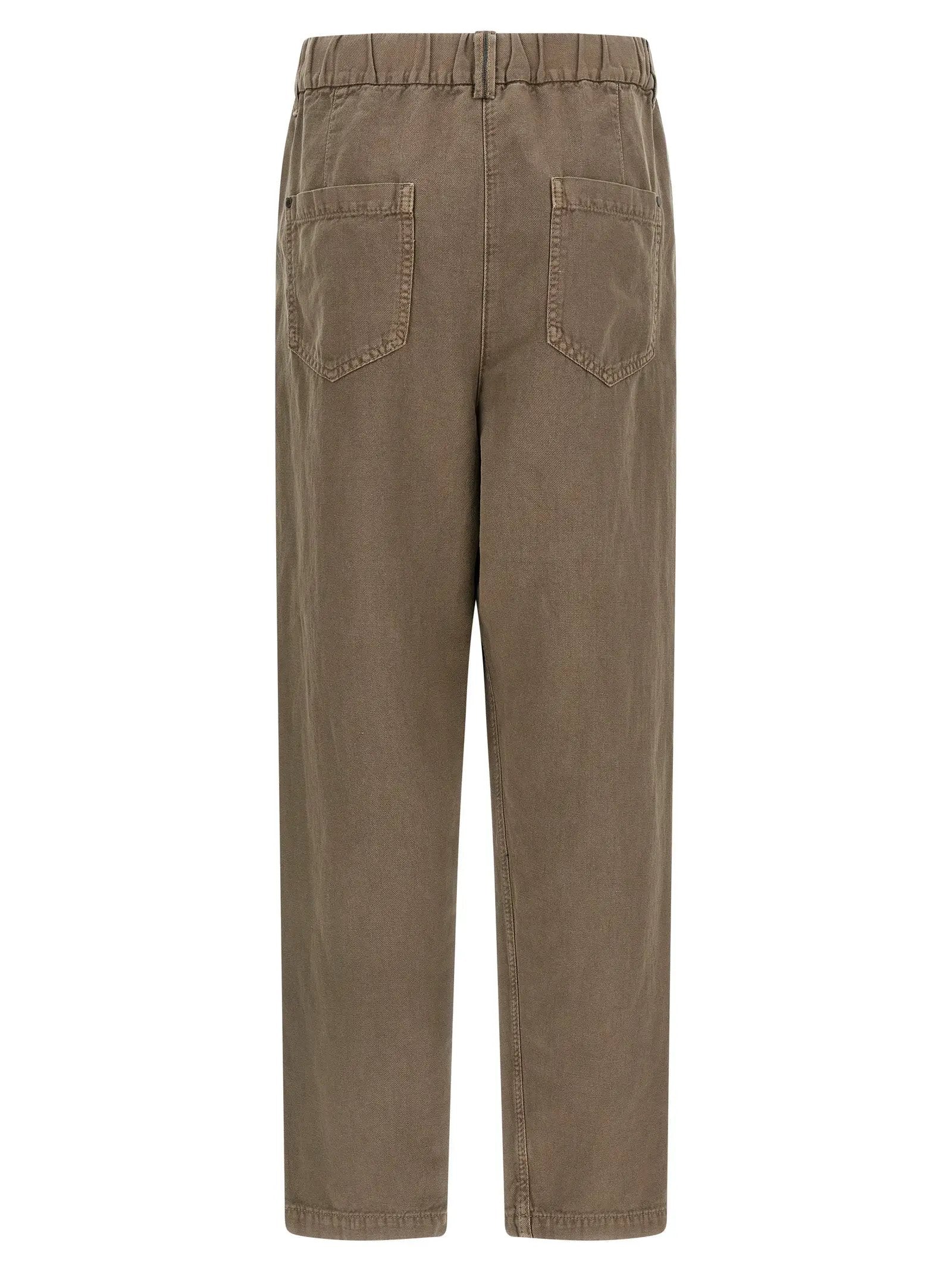 Pantalon décontracté en coton marron Brunello Cucinelli