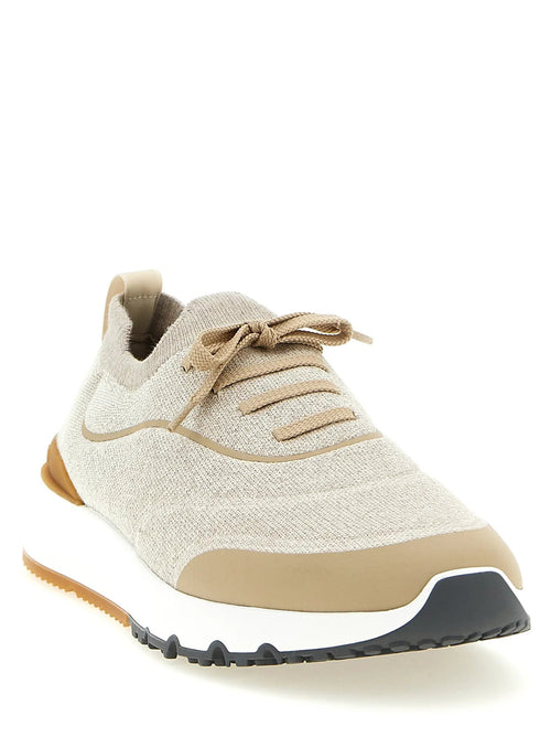 Baskets athlétiques Brunello Cucinelli en coton beige