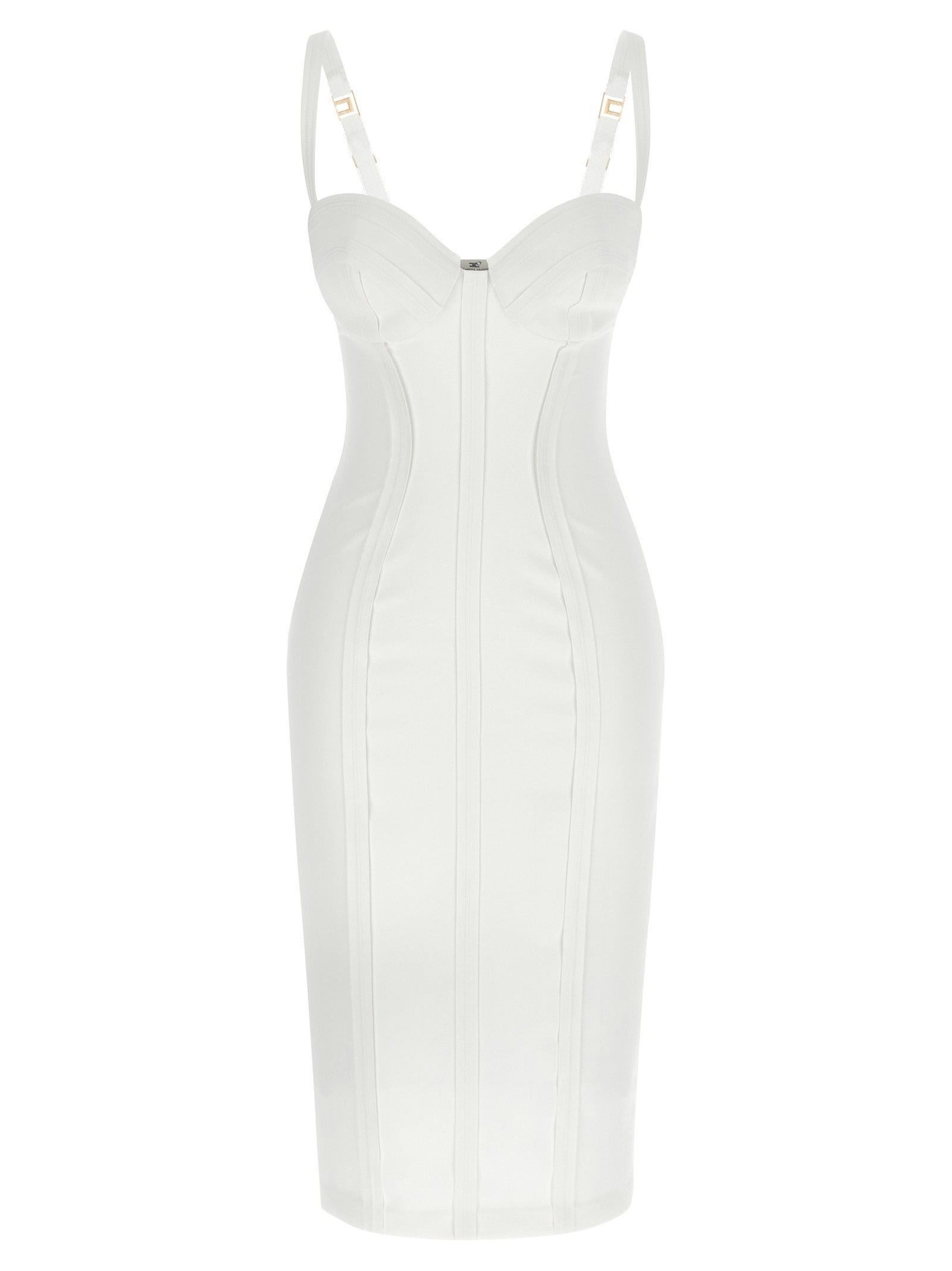 Elisabetta Franchi White Polyester Midi Dress