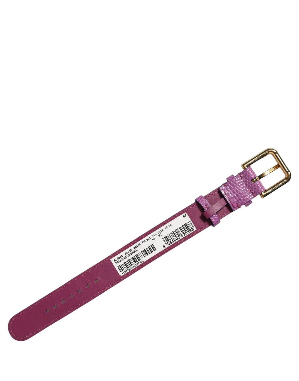 Dolce & Gabbana Bracelet-Manchette en Cuir Texturé Violet avec Boucle Dorée