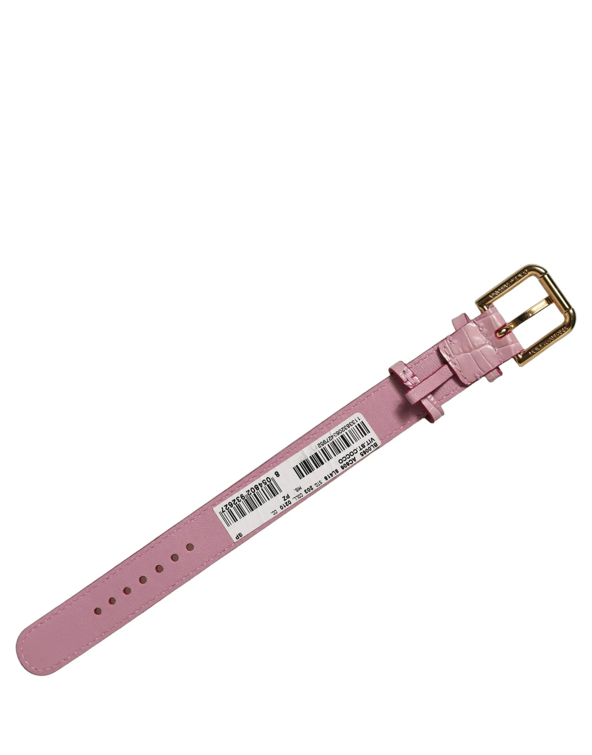 Bracelet ceinture Dolce & Gabbana en cuir rose gaufré à boucle dorée
