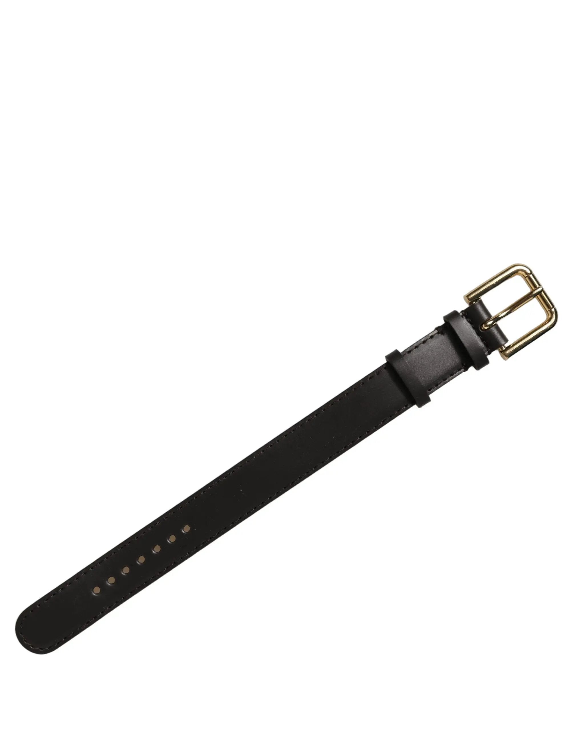 Dolce & Gabbana Black Calfskin Leather Gold Buckle Belt Strap Bracelet