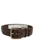 Dolce & Gabbana Brown Calfskin Leather Gold Buckle Belt Strap Bracelet