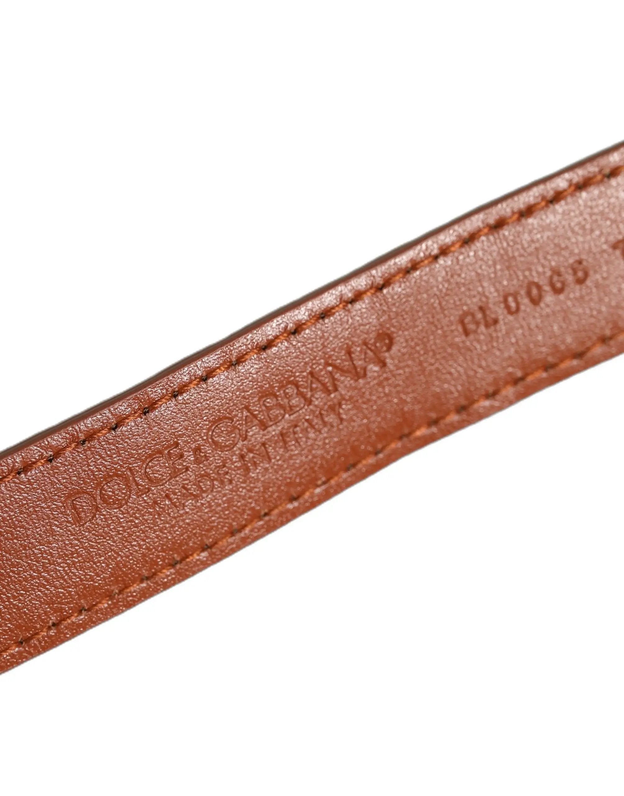 Bracelet Dolce & Gabbana en cuir texturé marron avec boucle dorée