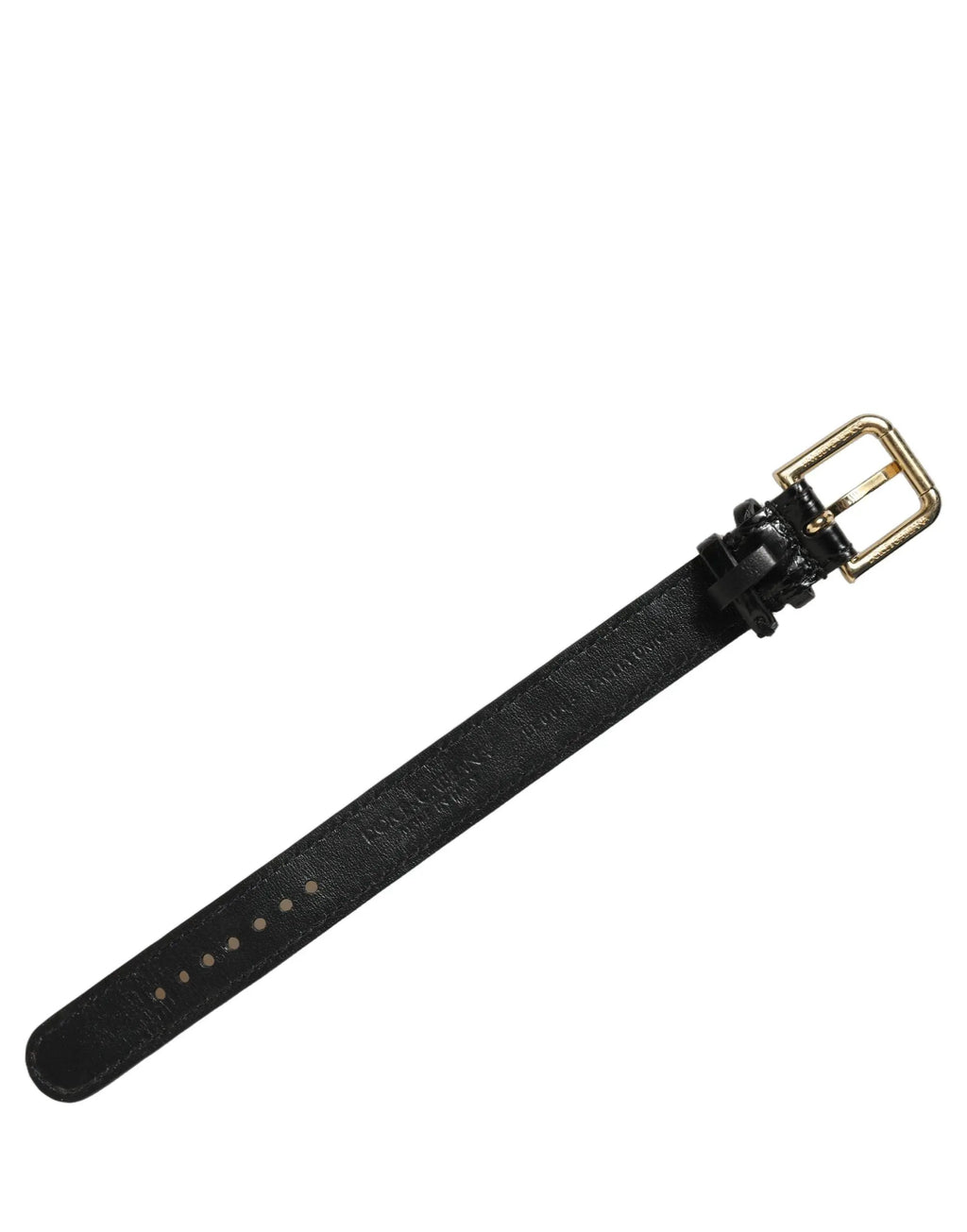 Bracelet en cuir texturé noir Dolce & Gabbana avec boucle ardillon dorée