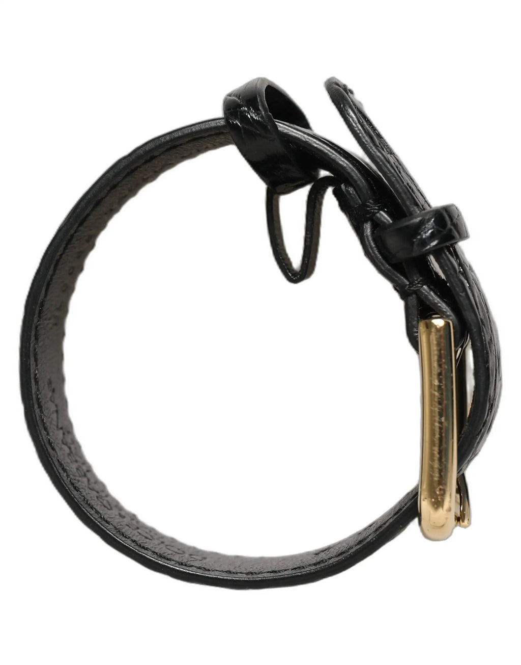Bracelet en cuir texturé noir Dolce & Gabbana avec boucle ardillon dorée
