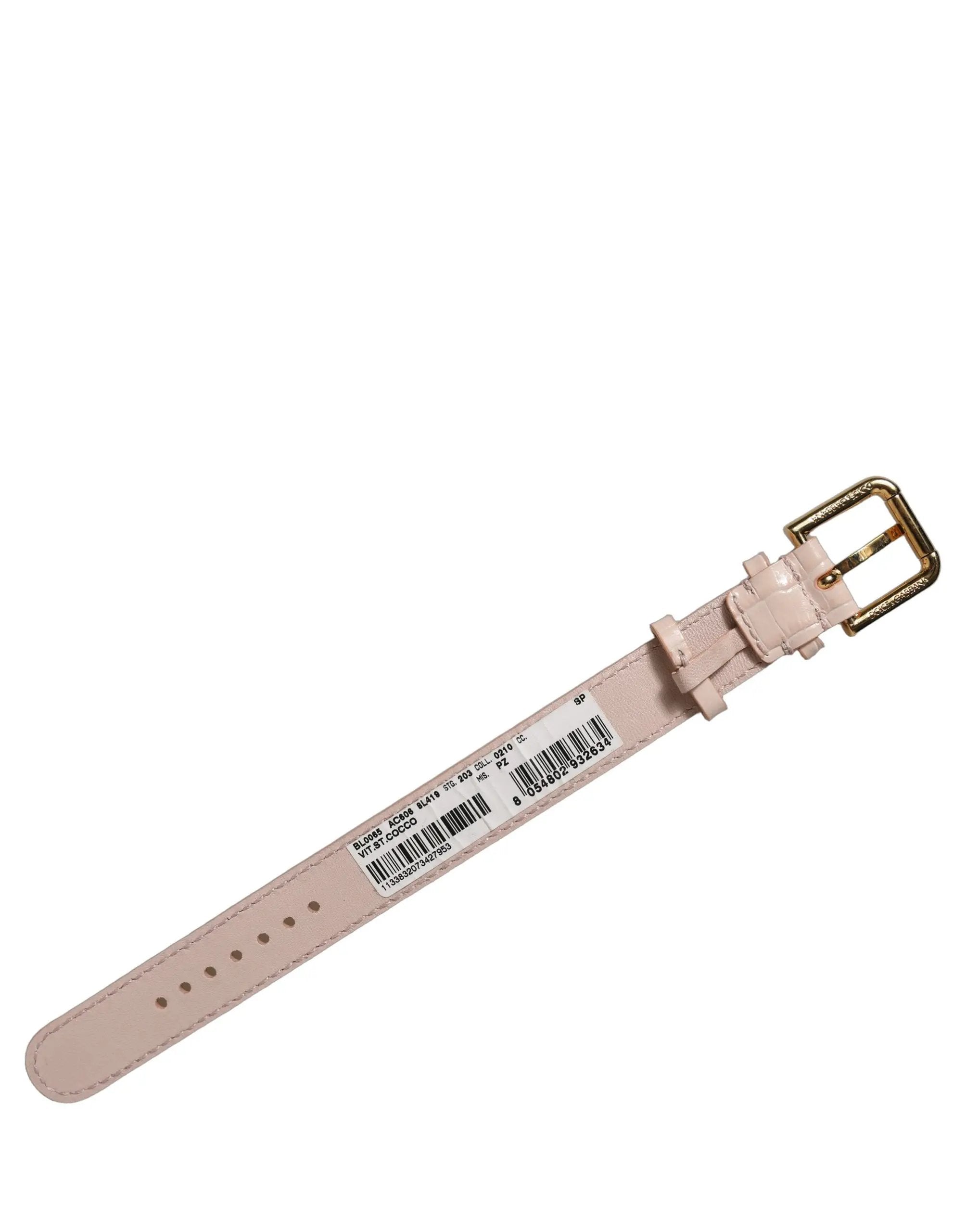 Bracelet-ceinture Dolce & Gabbana en cuir rose embossé avec boucle dorée