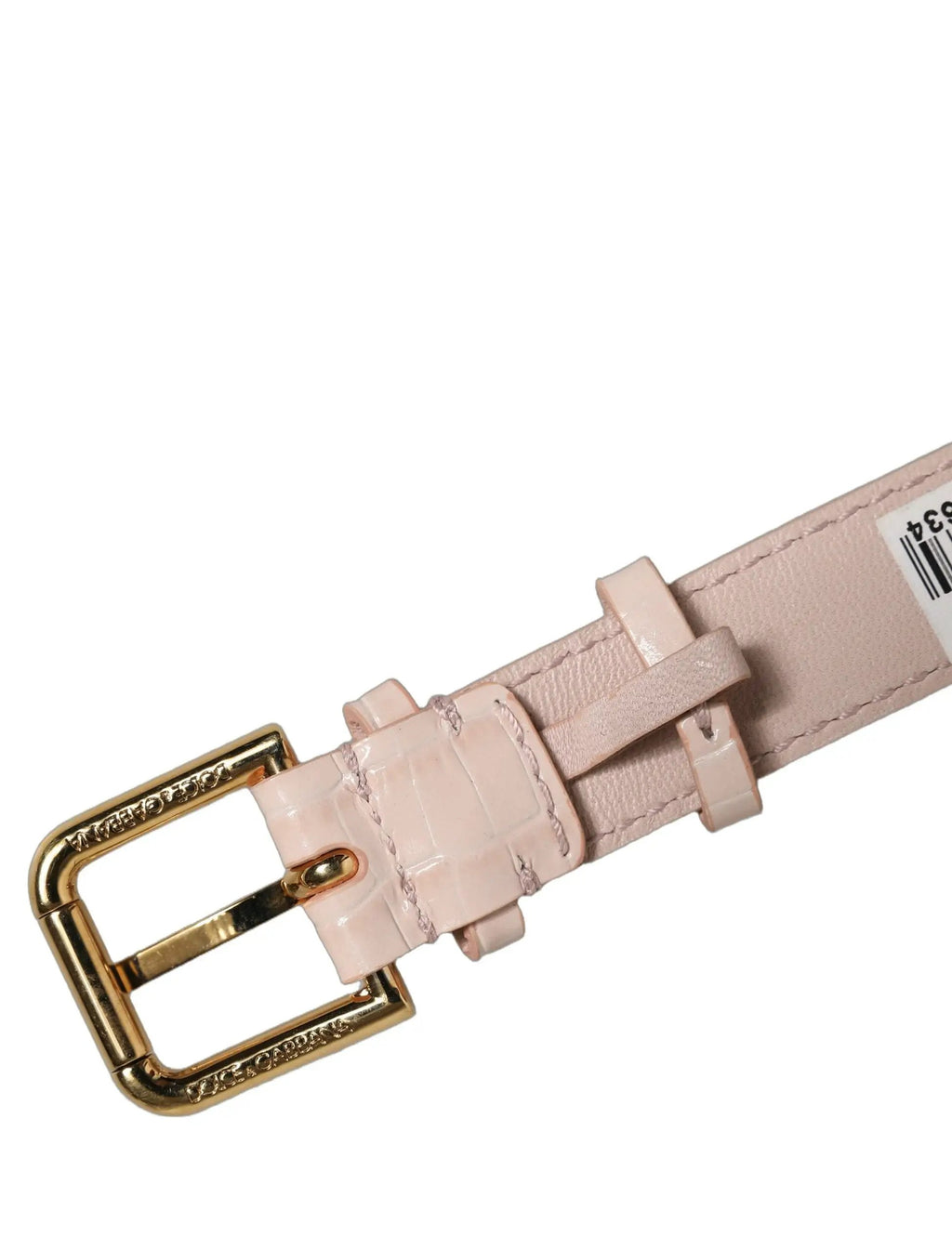 Bracelet-ceinture Dolce & Gabbana en cuir rose embossé avec boucle dorée
