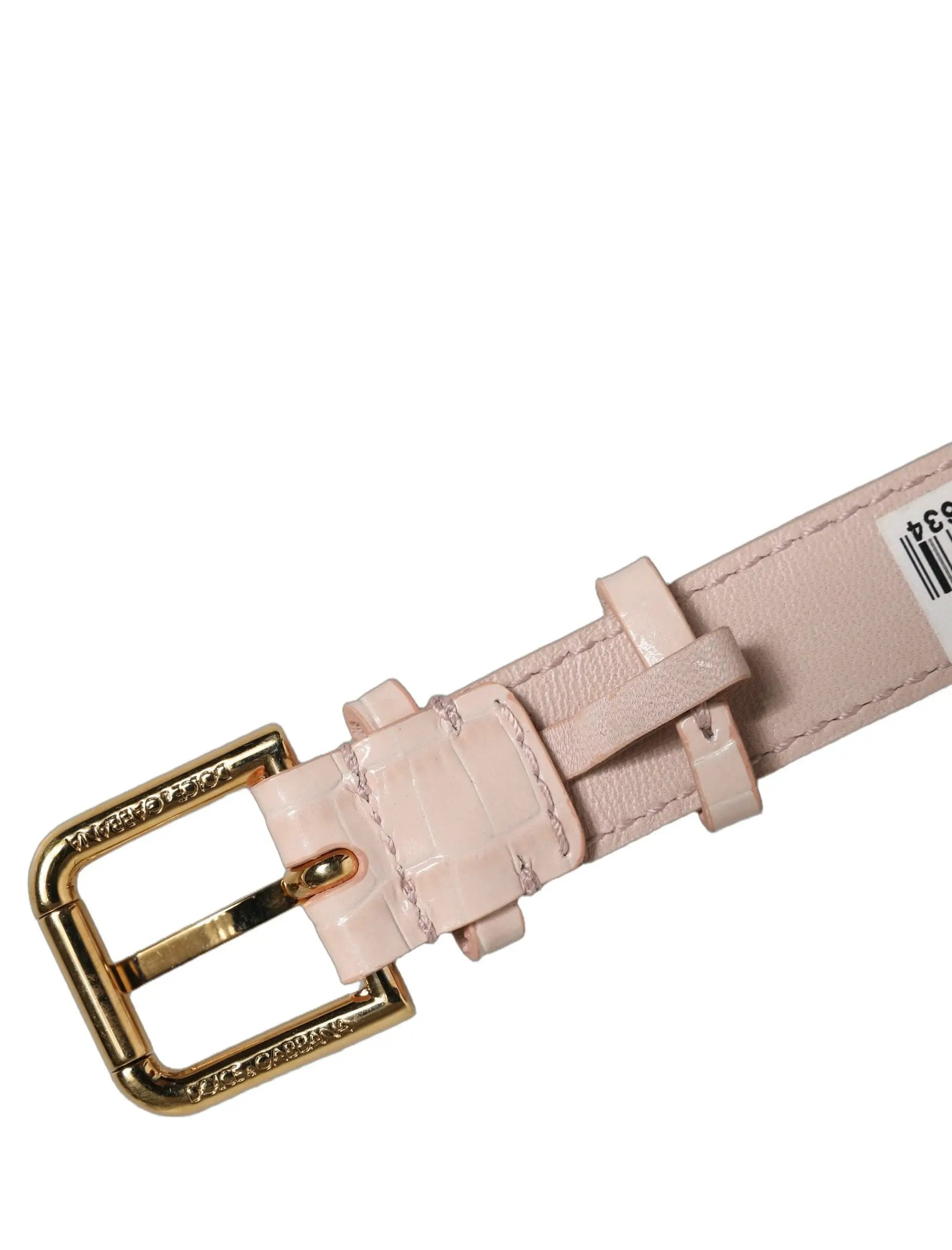 Bracelet-ceinture Dolce & Gabbana en cuir rose embossé avec boucle dorée