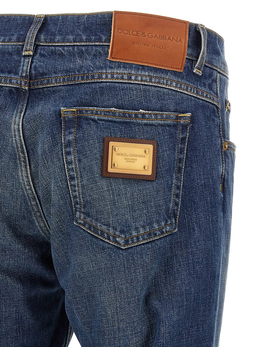 Jean droit en coton bleu Dolce &amp; Gabbana