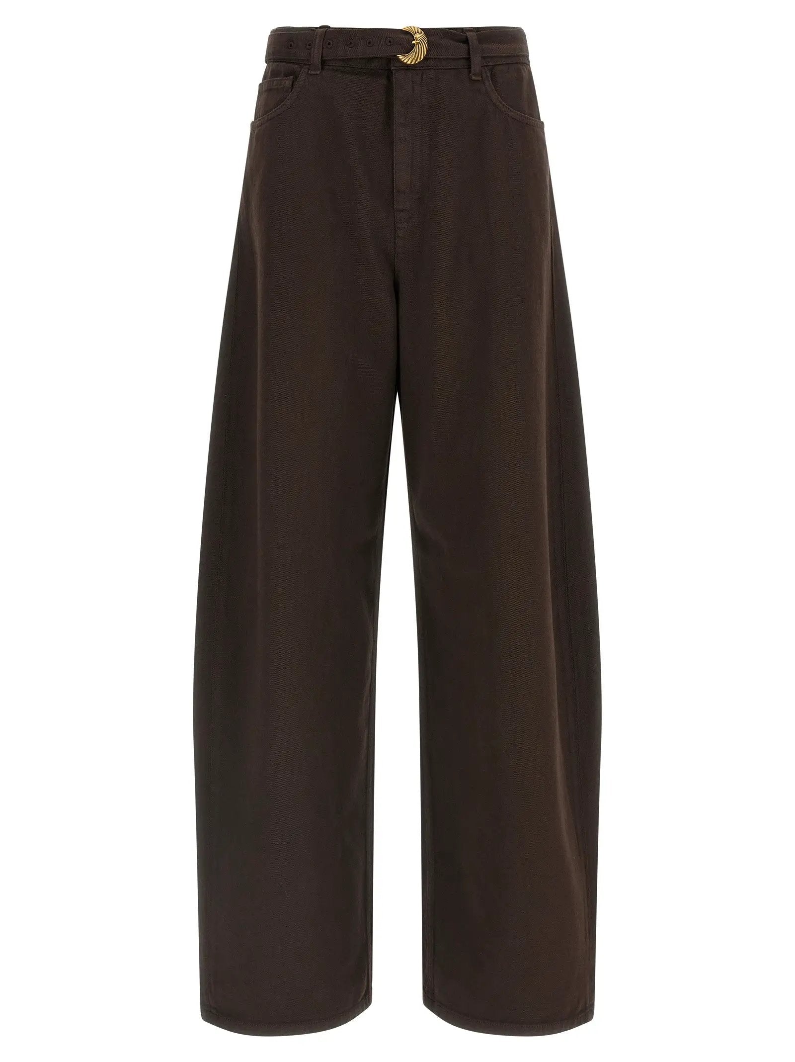 Twinset Brown Cotton High-Waisted Jean