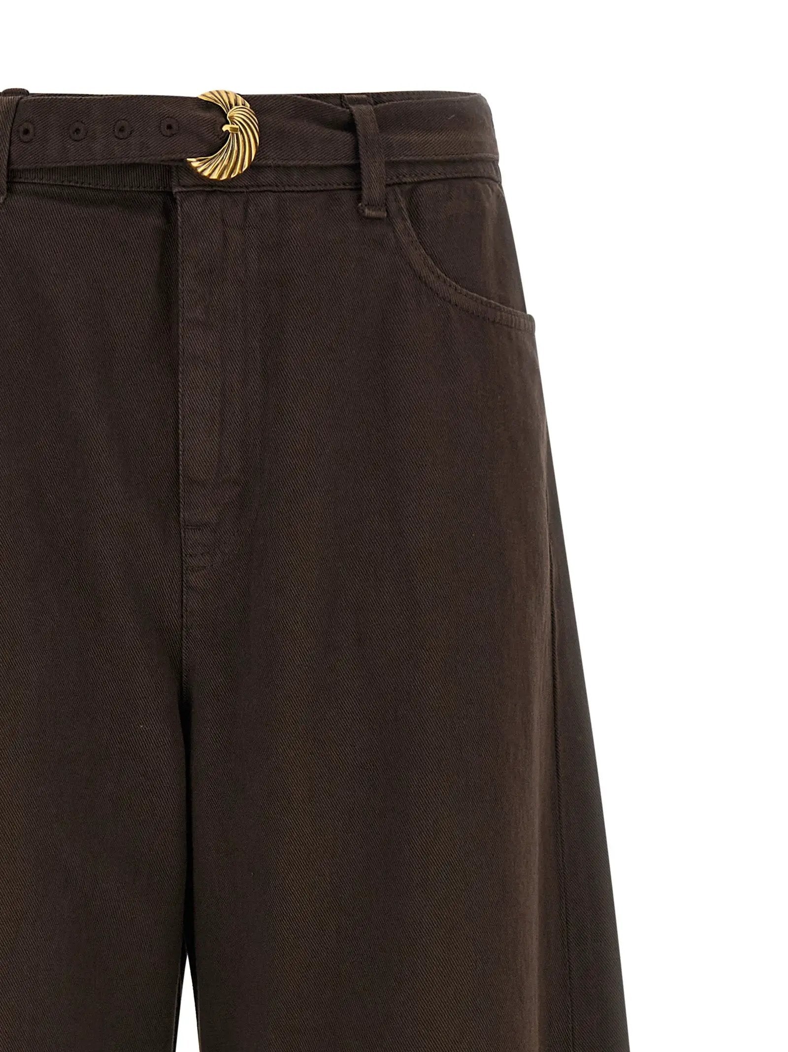 Twinset Brown Cotton High-Waisted Jean
