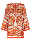 Robe Courte en Soie Orange Dolce & Gabbana