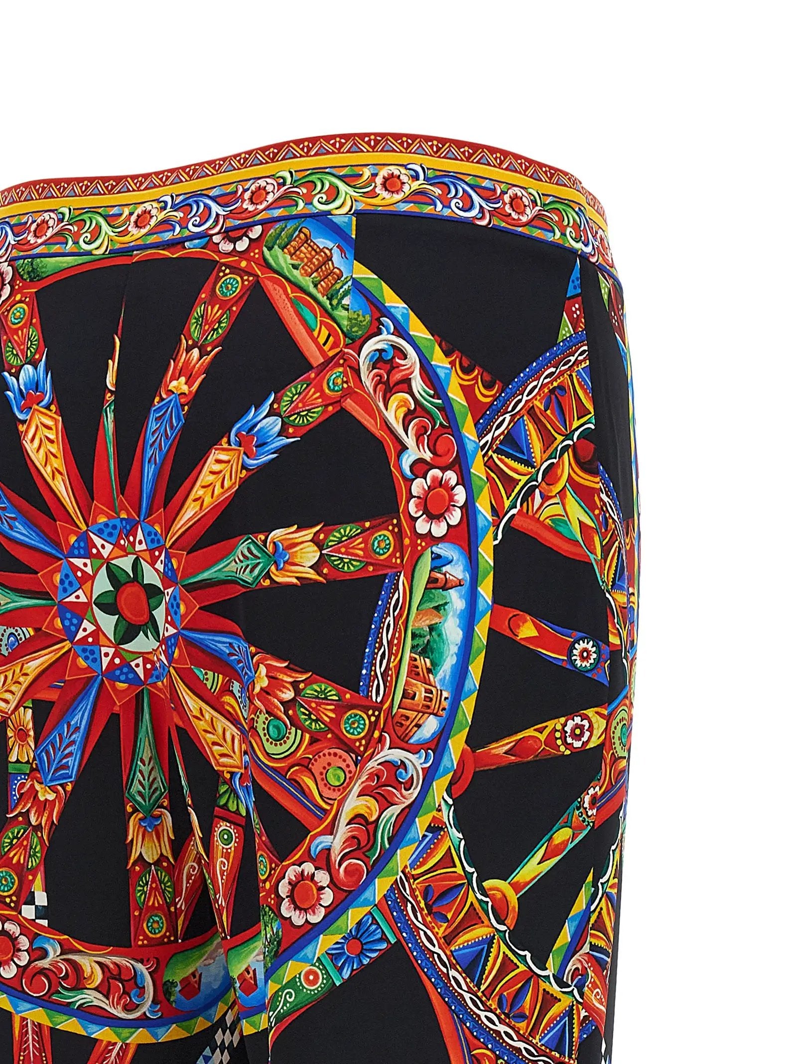 Pantalon évasé en soie multicolore Dolce & Gabbana