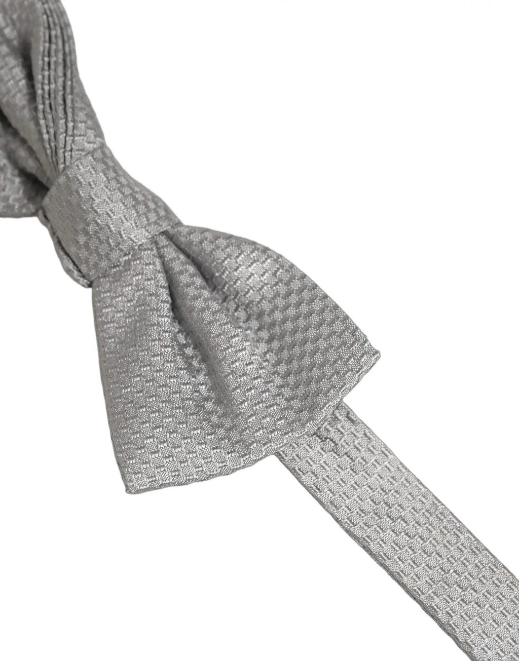 Dolce & Gabbana Men Gray 100% Silk Adjustable Neck Papillon Bow Tie