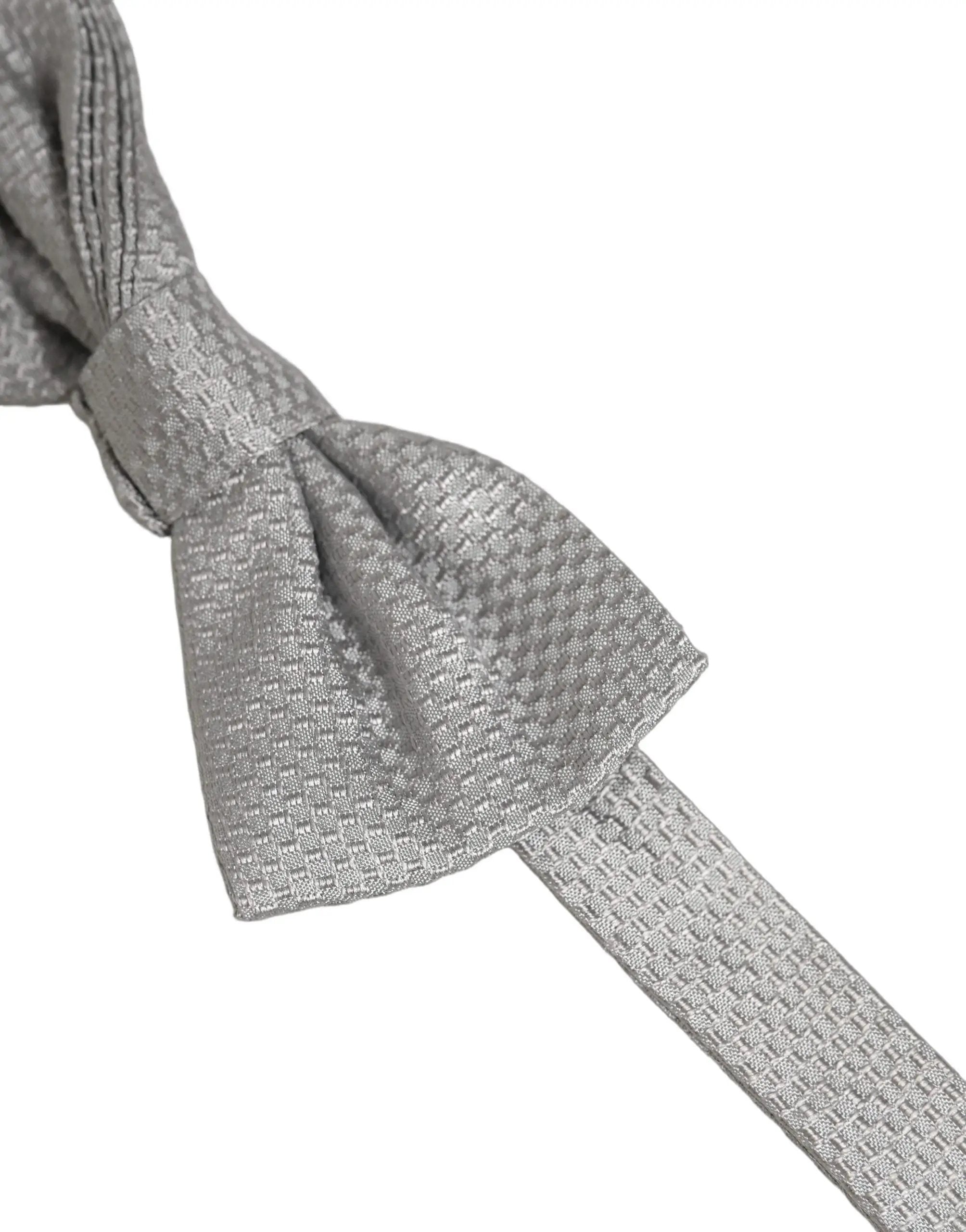 Dolce & Gabbana Men Gray 100% Silk Adjustable Neck Papillon Bow Tie