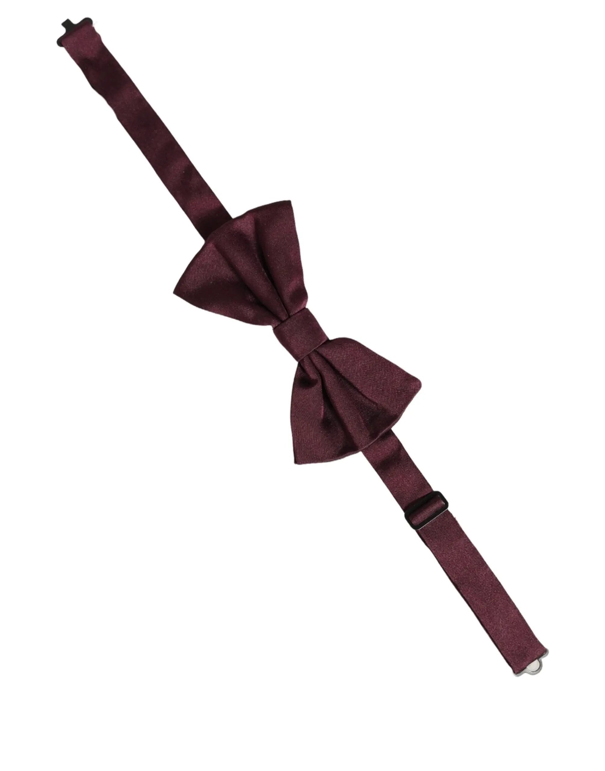 Dolce & Gabbana Men Maroon 100% Silk Adjustable Neck Papillon Bow Tie