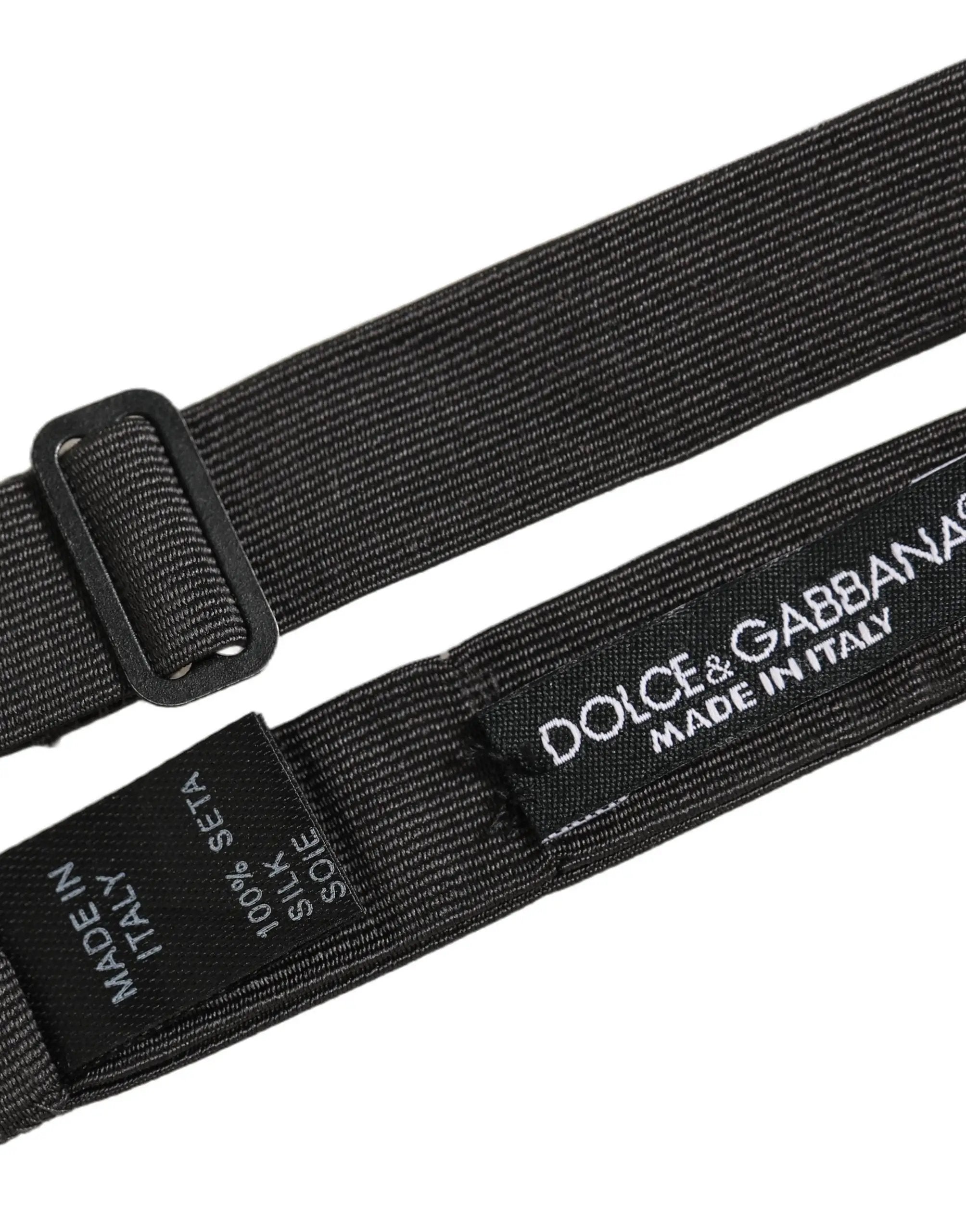 Dolce & Gabbana Men Black 100% Cotton Adjustable Neck Papillon Bow Tie