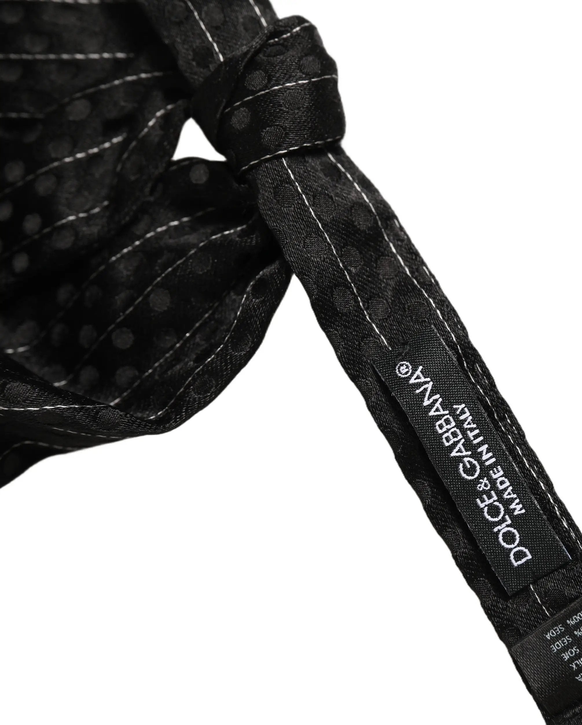 Dolce & Gabbana Men Black Pinstripe Silk Adjustable Neck Papillon Bow Tie