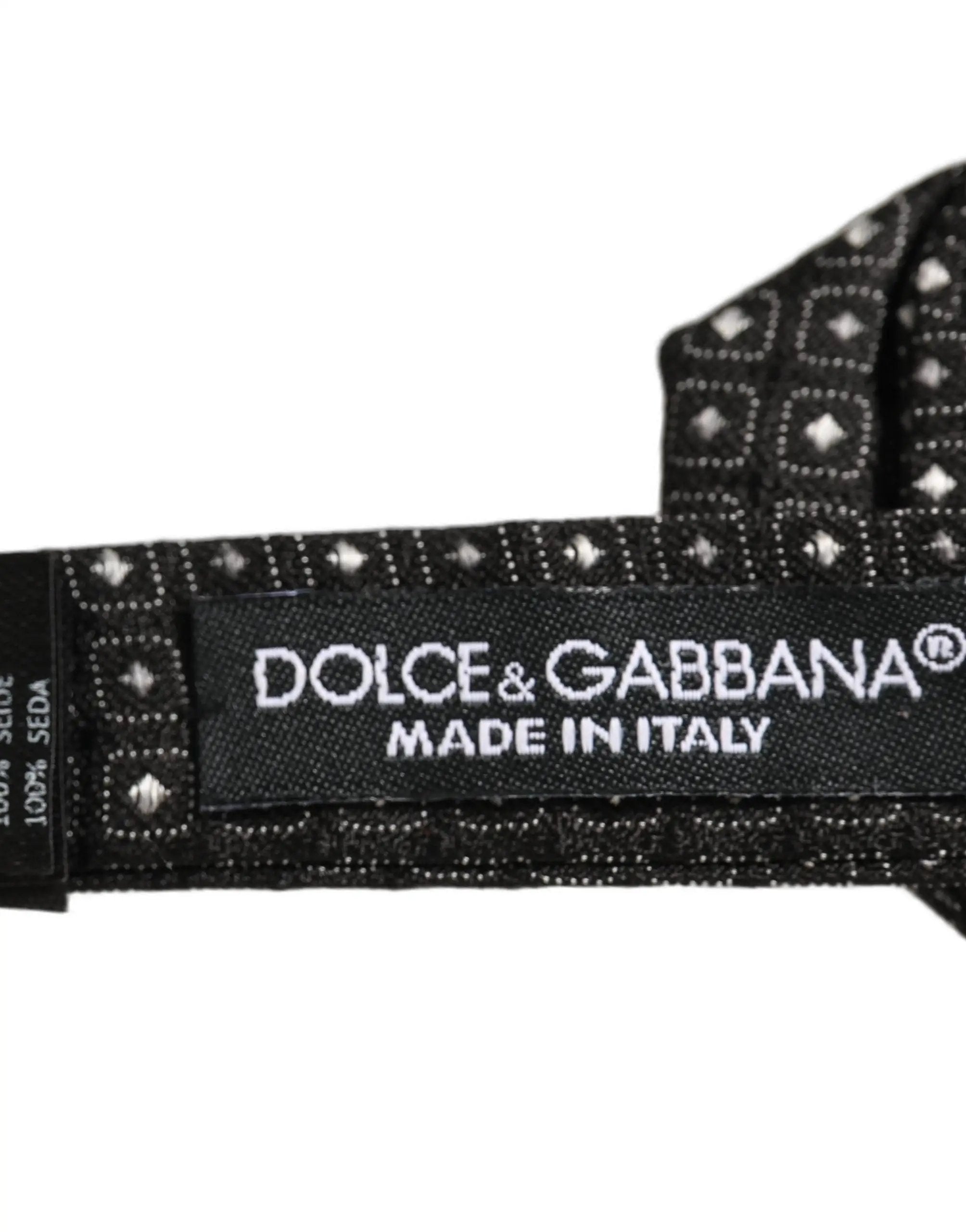 Nœud papillon papillon réglable Dolce & Gabbana en soie noire à pois pour homme